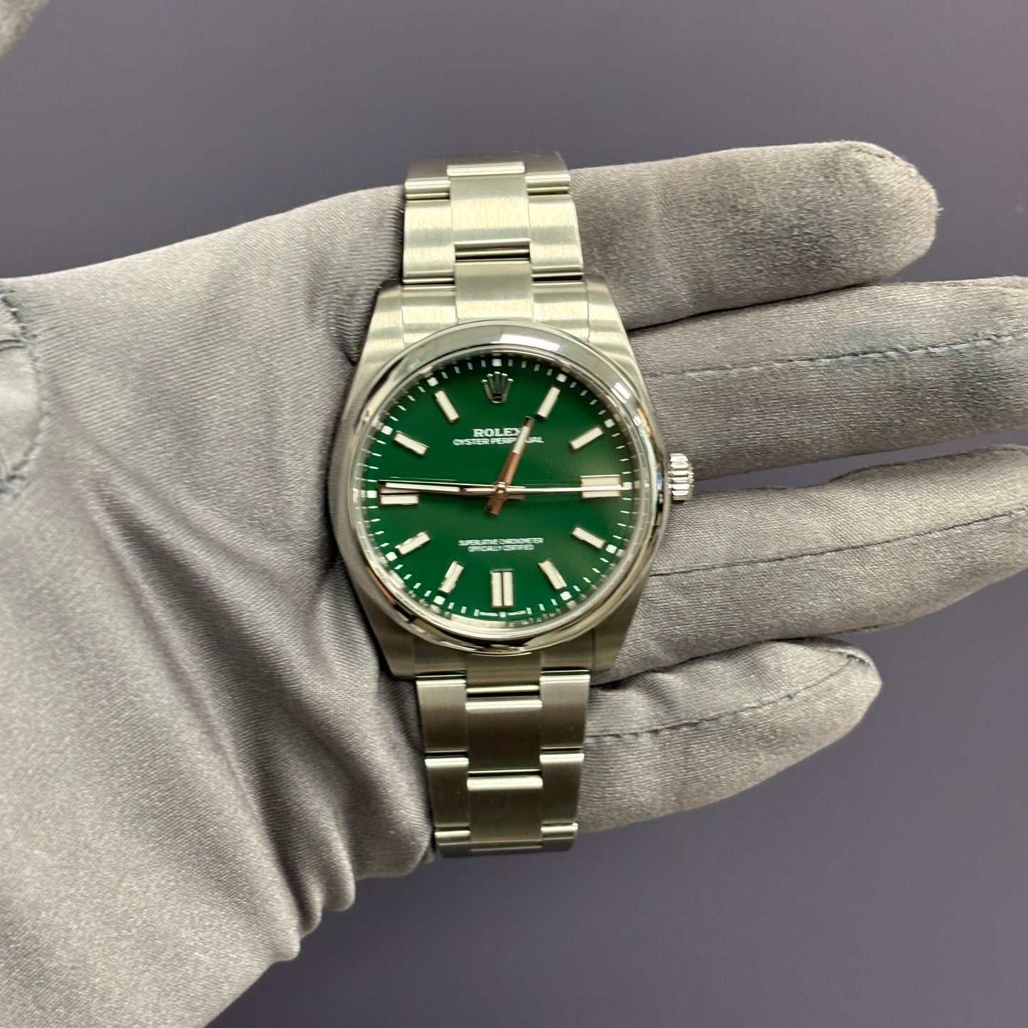 Rolex Oyster Perpetual 41mm Green Dial Watch Ref# 124300