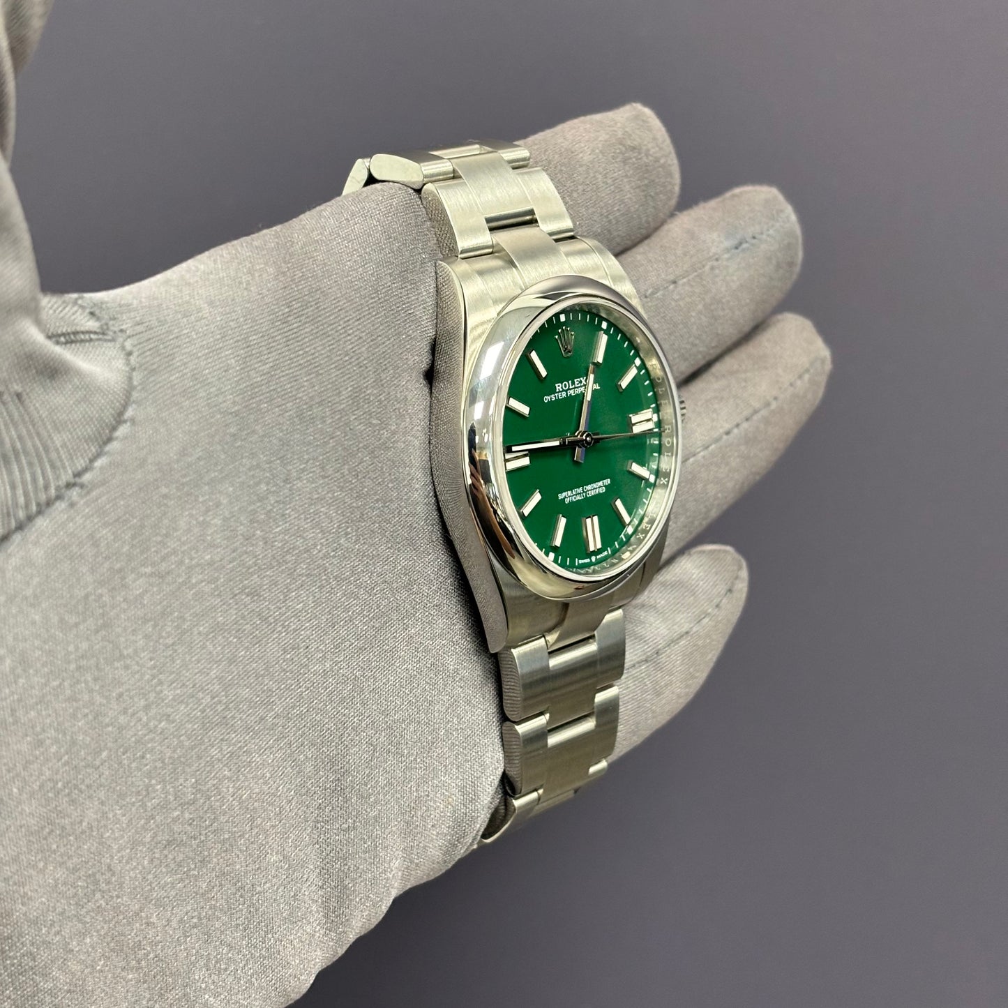 Rolex Oyster Perpetual 41mm Green Dial Watch Ref# 124300