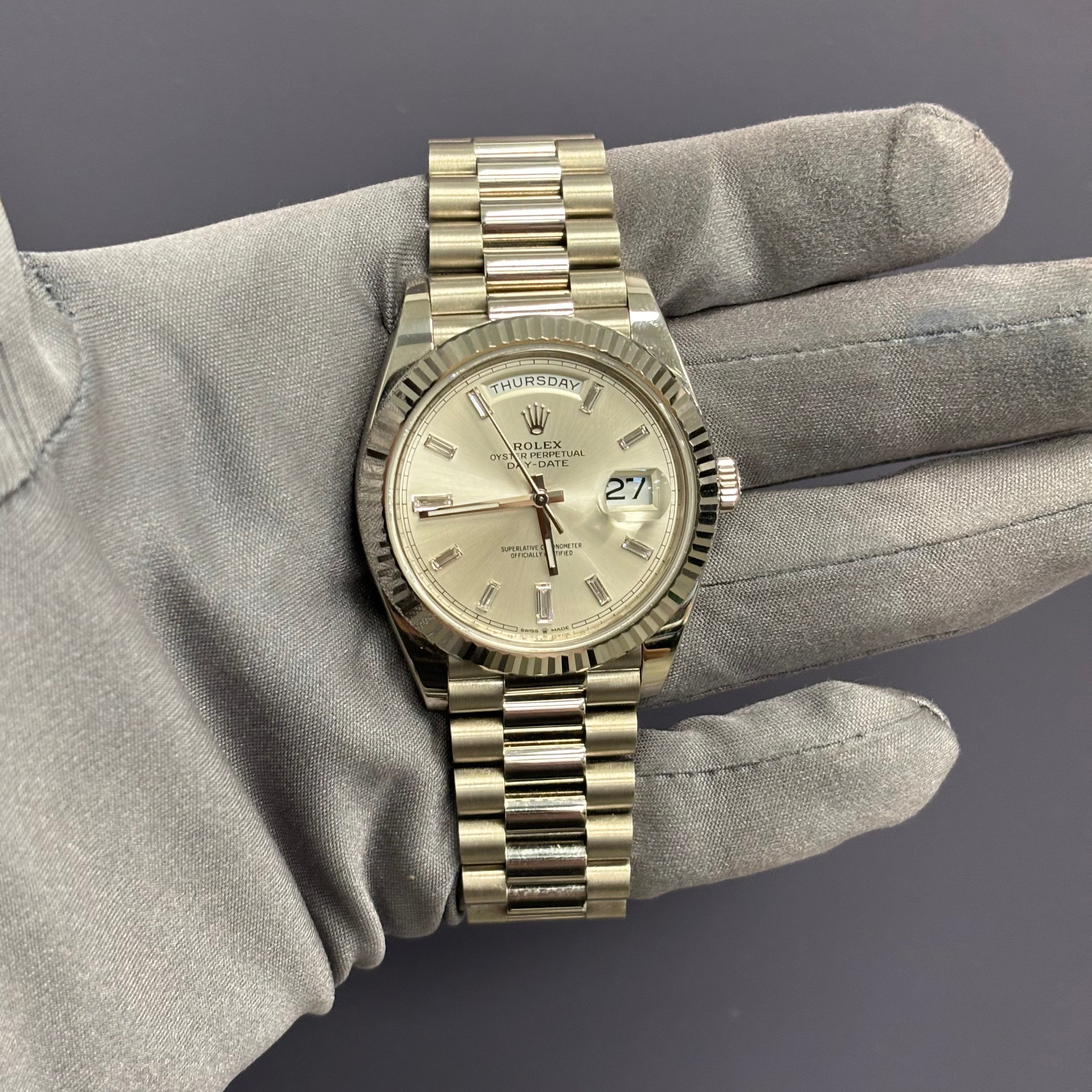 Rolex Day-Date 40mm Silver Dial Watch Ref# 228239 – Happy Jewelers