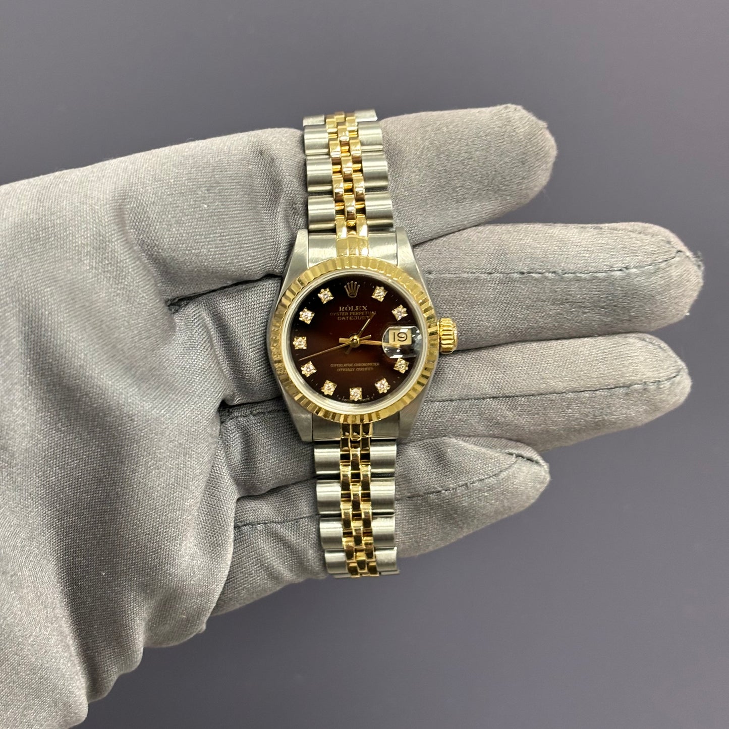 Rolex Datejust 26mm Red Vignette Watch Ref# 69173