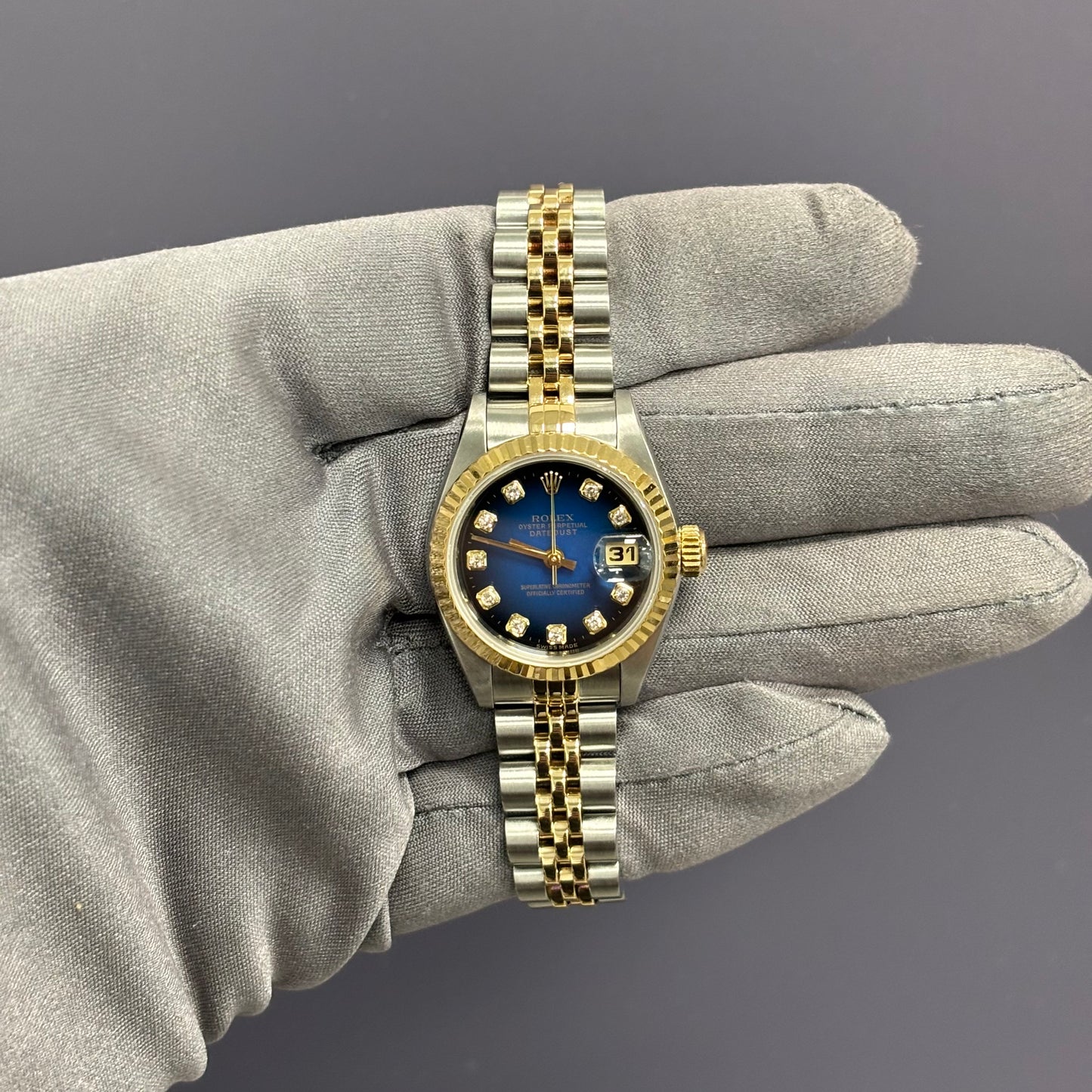 Rolex Datejust 26mm Blue Vignette Watch Ref# 79173