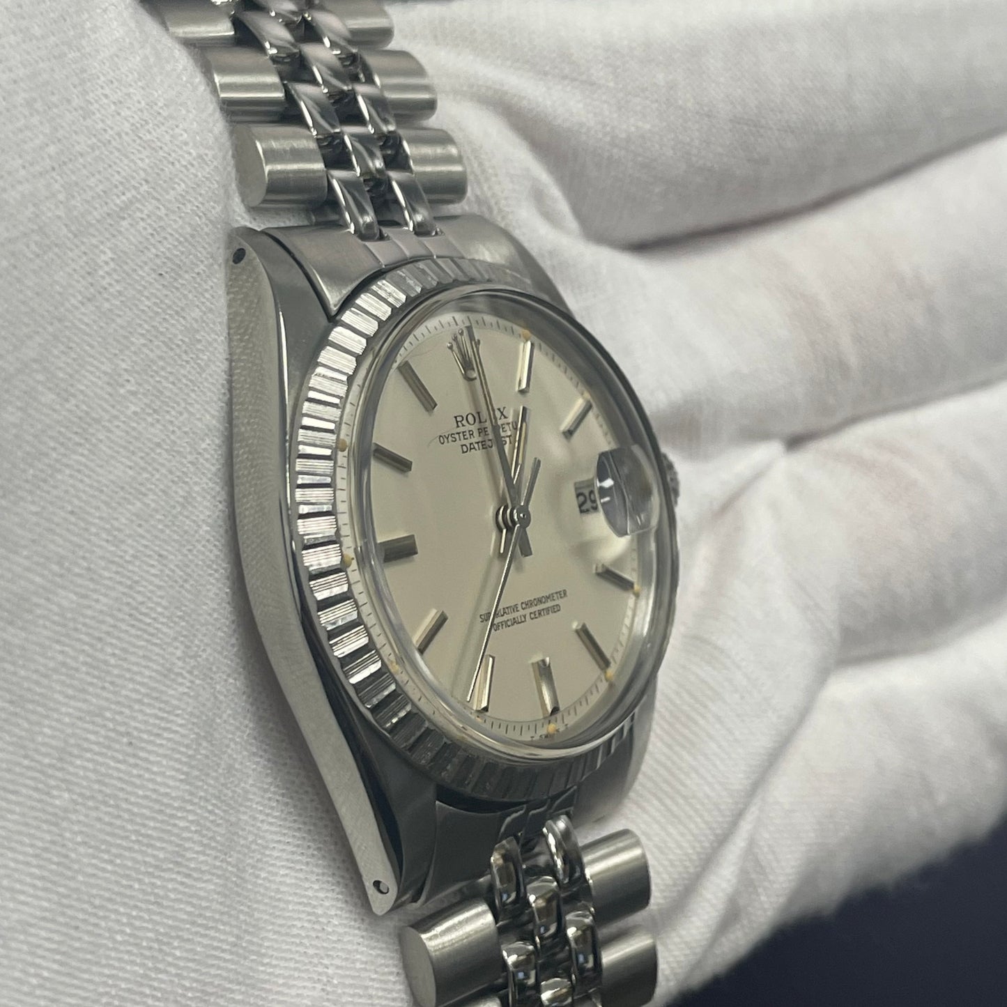 Rolex Datejust 36mm Silver Stick Dial Watch Ref# 1603