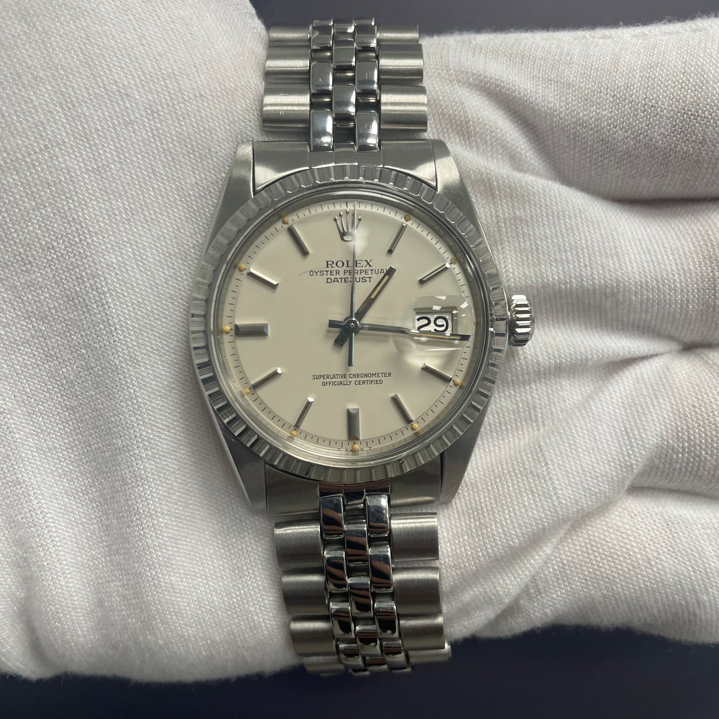 Rolex Datejust 36mm Silver Stick Dial Watch Ref# 1603