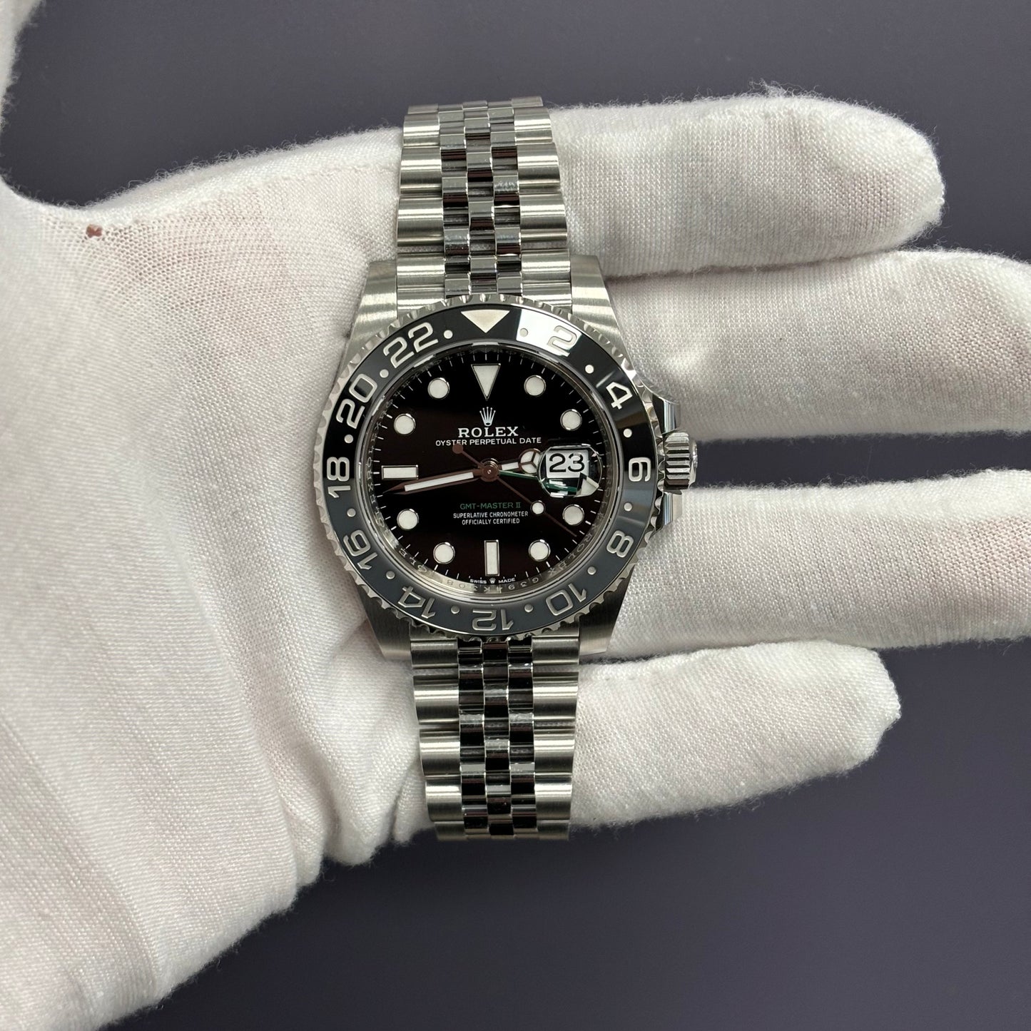 Rolex GMT-Master II 40mm Black Dial Watch Ref# 126710GRNR