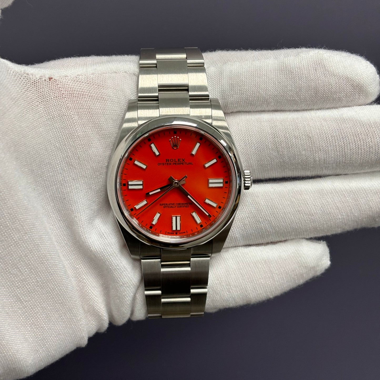 Rolex Oyster Perpetual 41mm Red Dial Watch Ref# 124300