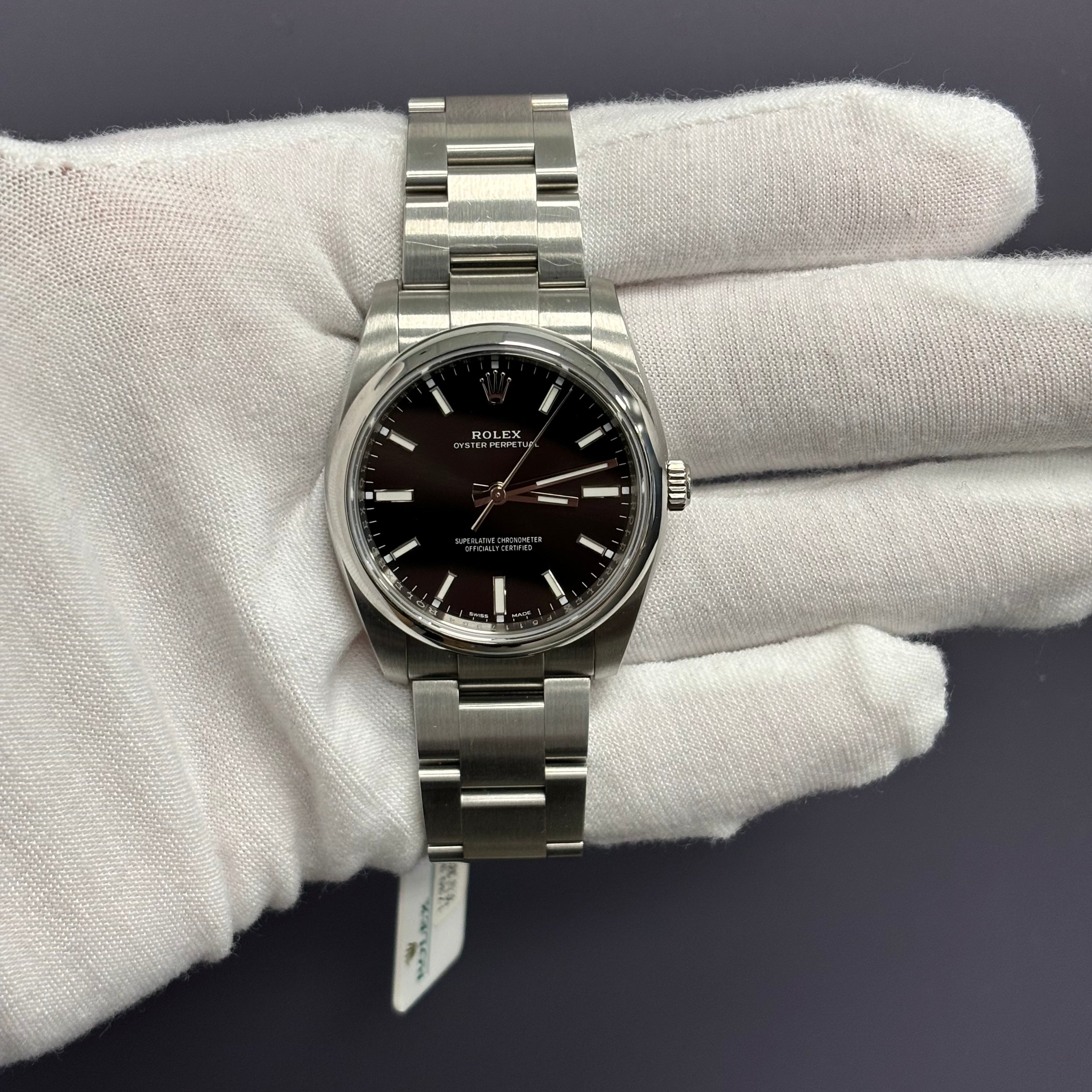 Rolex Oyster Perpetual 34mm Black Dial Watch Ref# 114200 - Happy Jewelers Fine Jewelry Lifetime Warranty