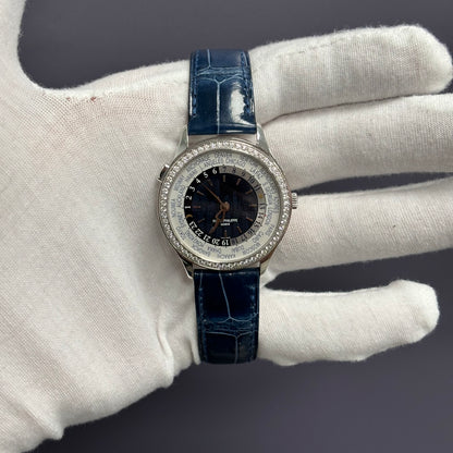 Patek Philippe World Time 36mm Blue Dial Watch Ref# 7130G-015 - Happy Jewelers Fine Jewelry Lifetime Warranty