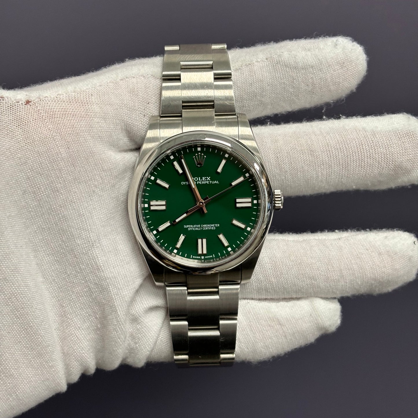 Rolex Oyster Perpetual 41mm Green Dial Watch Ref# 124300