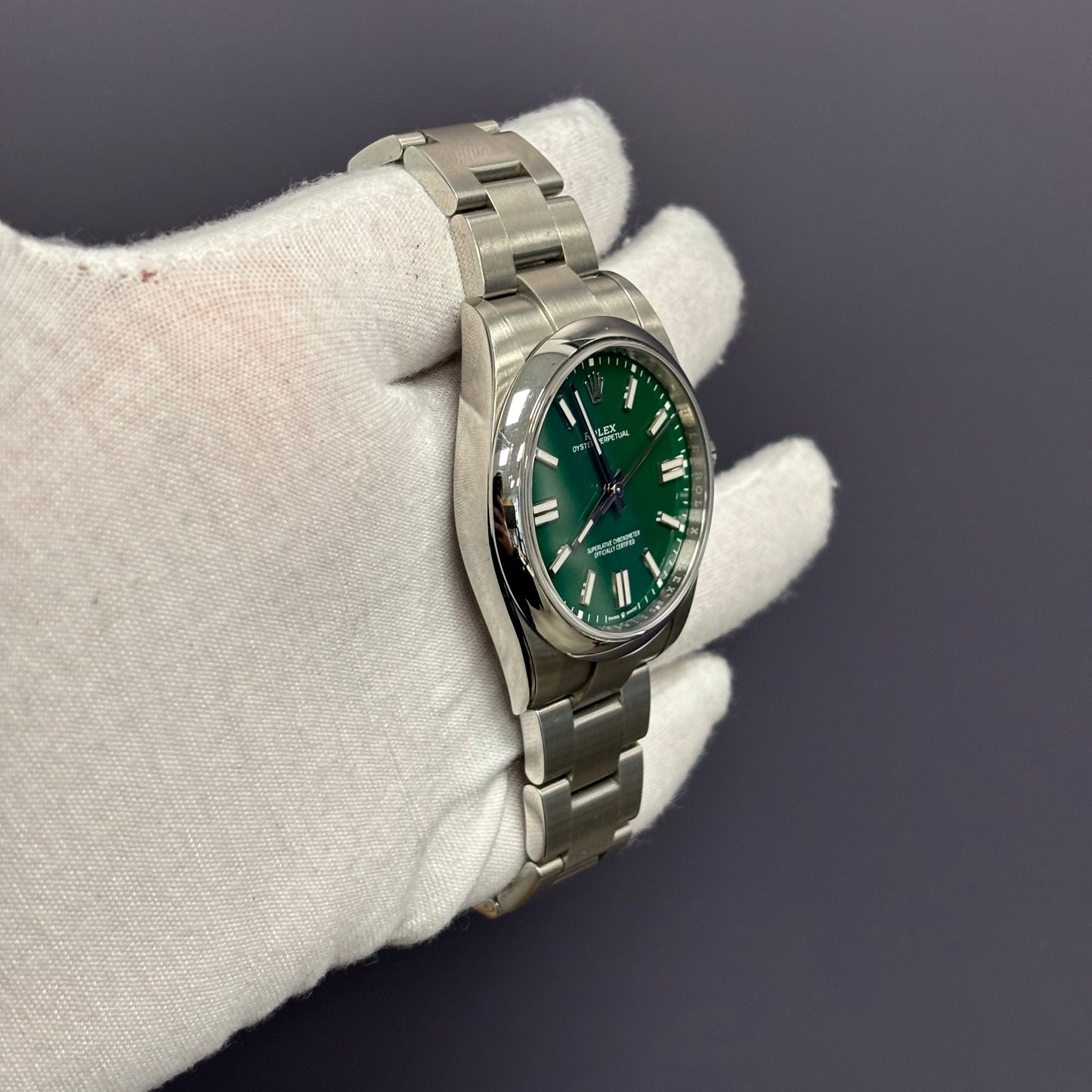 Rolex Oyster Perpetual 41mm Green Dial Watch Ref# 124300