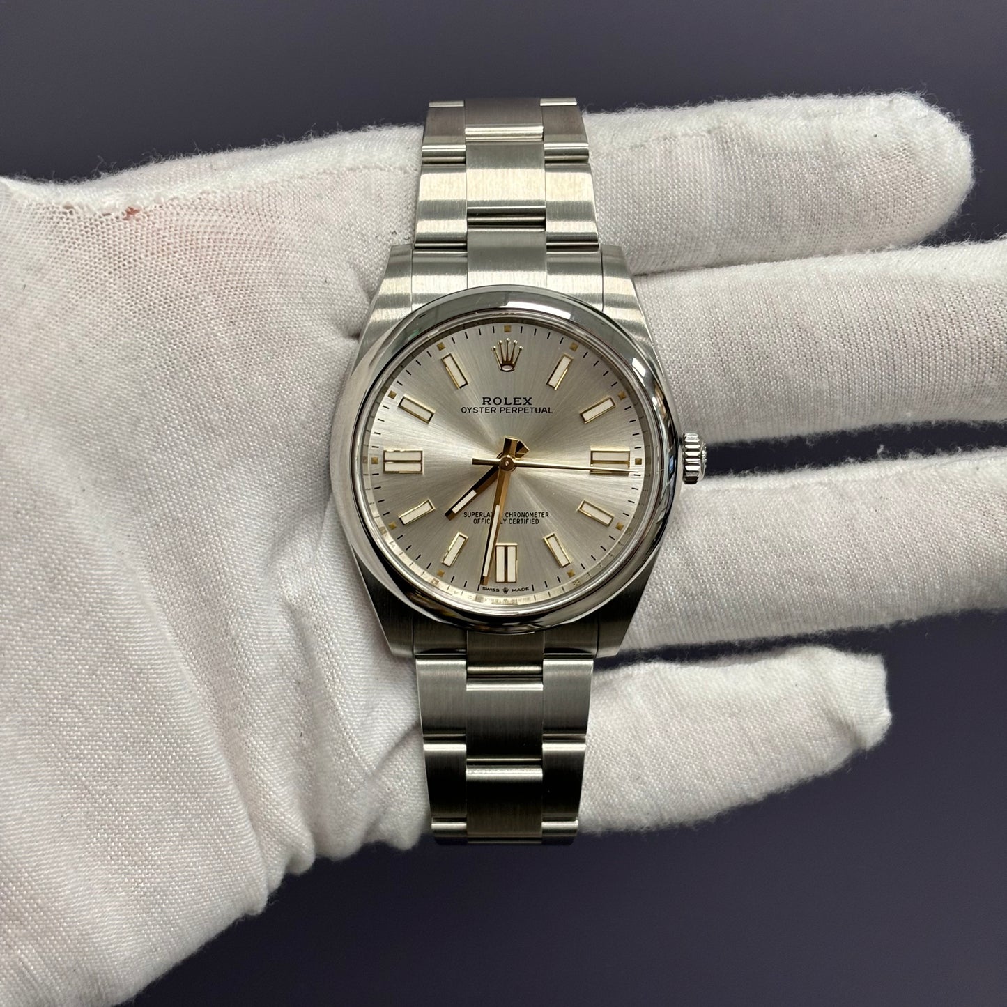 Rolex Oyster Perpetual 41mm Silver Dial Watch Ref# 124300