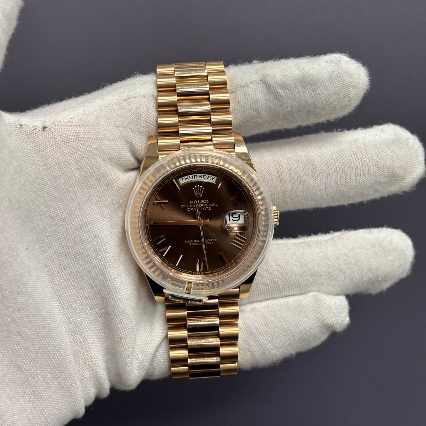 Rolex Day-Date 40mm Chocolate Dial Watch Ref# 228235