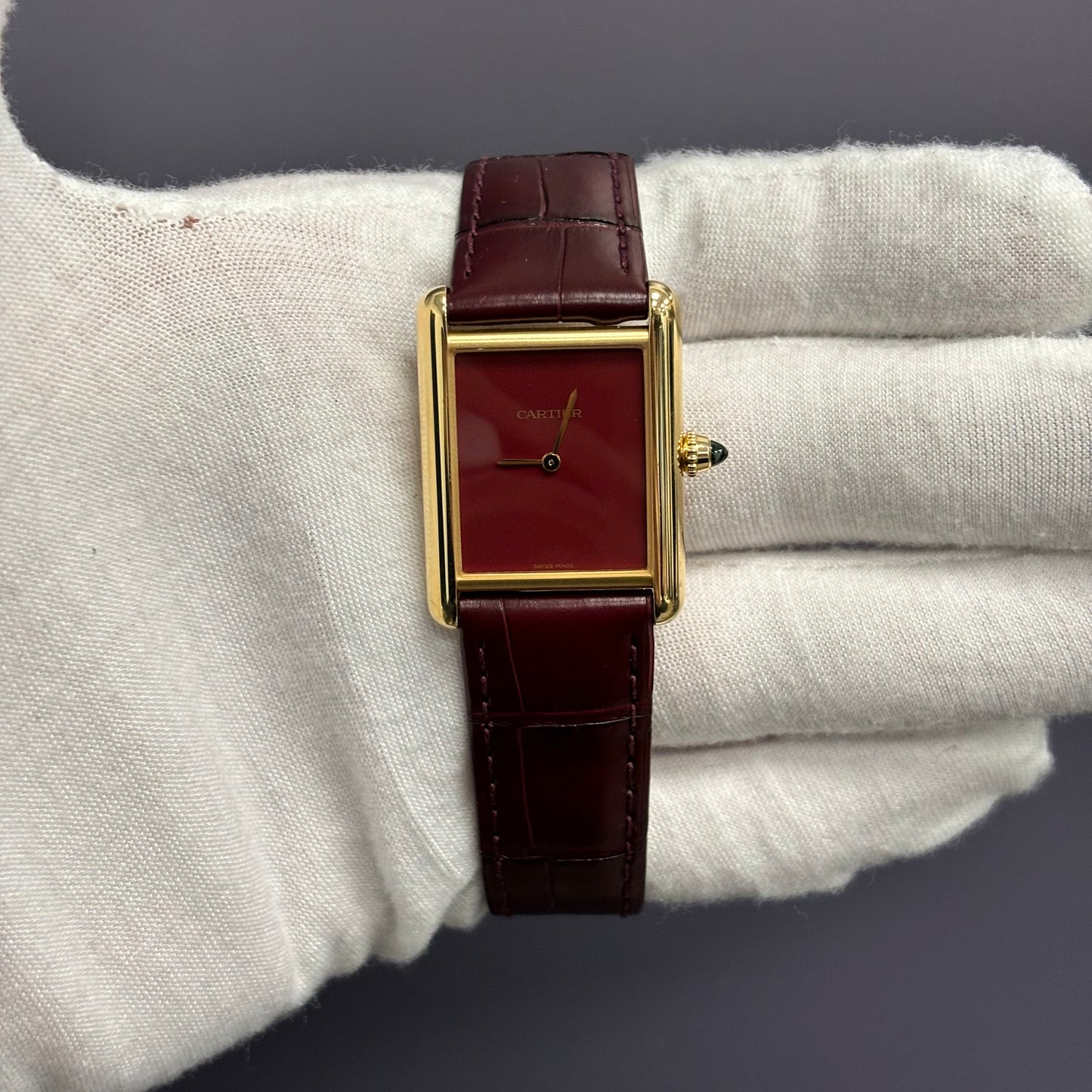 Cartier Tank 25mm Red Dial Watch Ref# WGTA0190