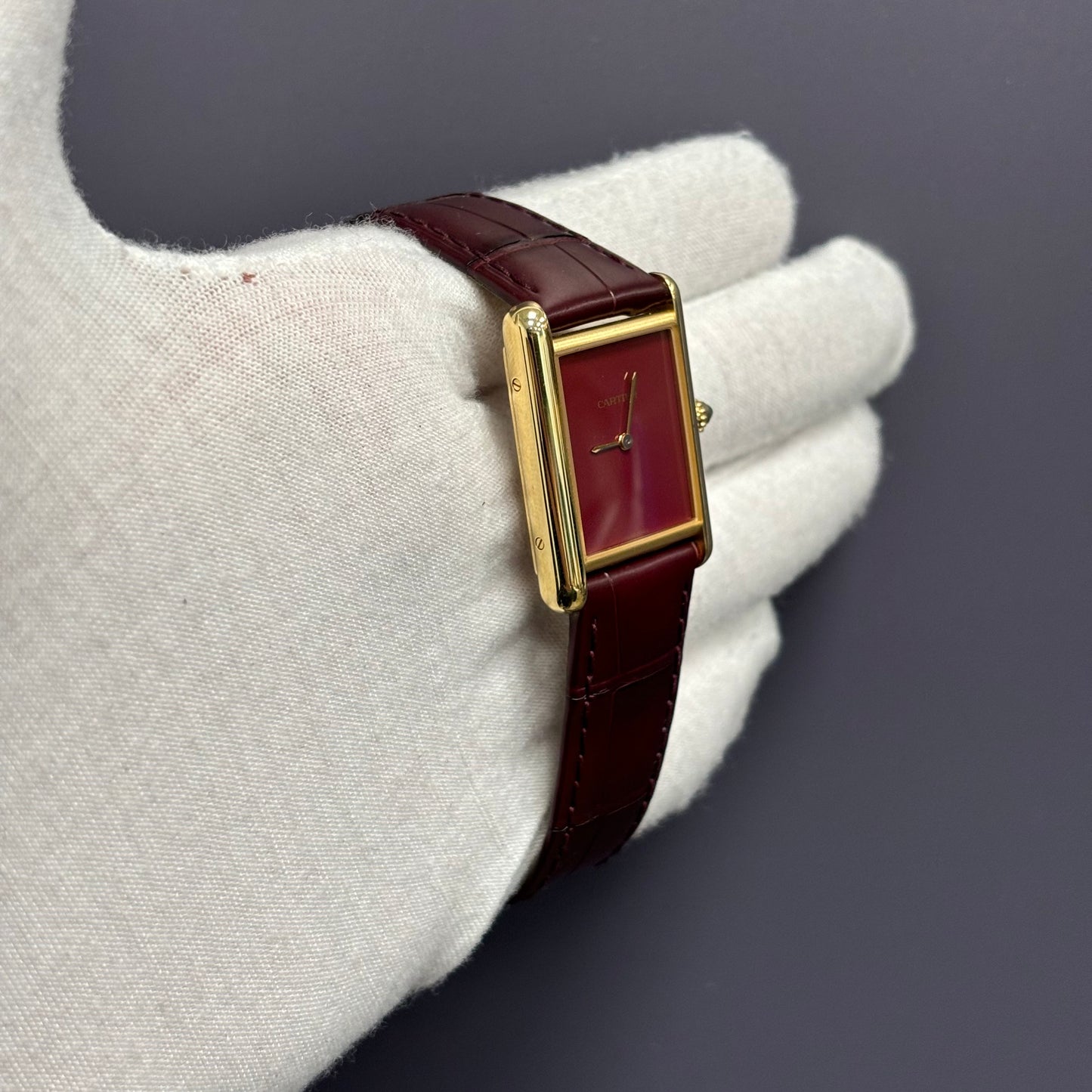 Cartier Tank 25mm Red Dial Watch Ref# WGTA0190