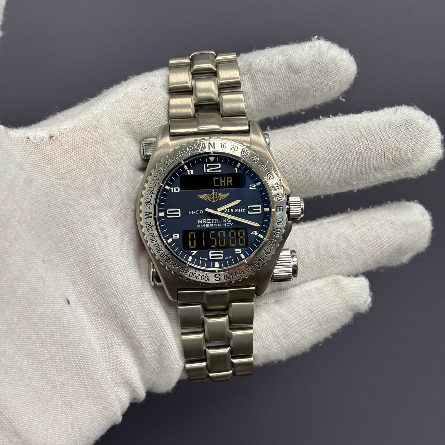 Breitling Emergency 43mm Blue Dial Watch Ref# E56321