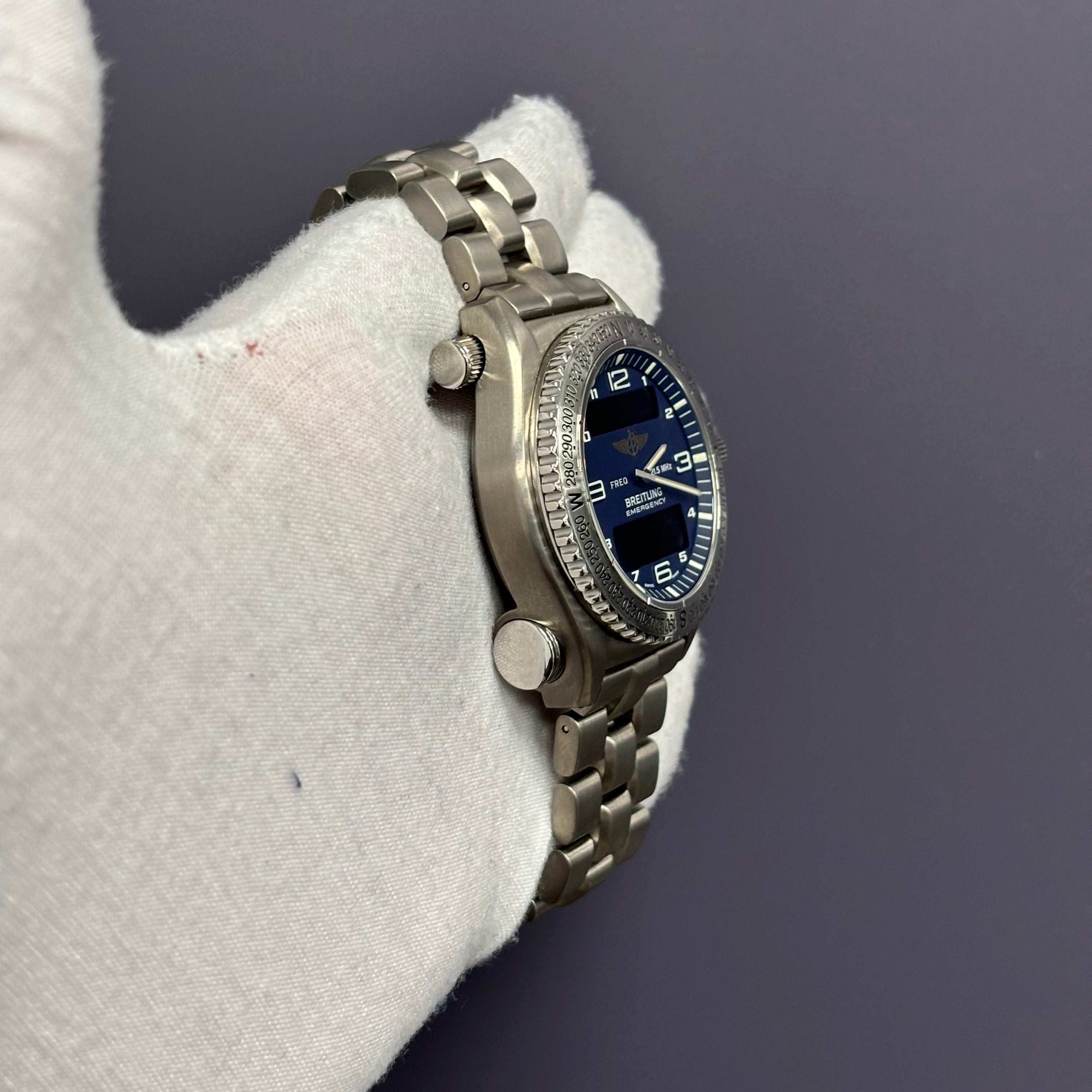 Breitling Emergency 43mm Blue Dial Watch Ref# E56321 - Happy Jewelers Fine Jewelry Lifetime Warranty