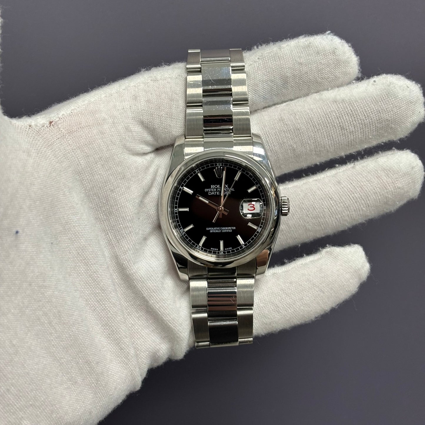 Rolex Datejust 36mm Black Dial Watch Ref# 116200