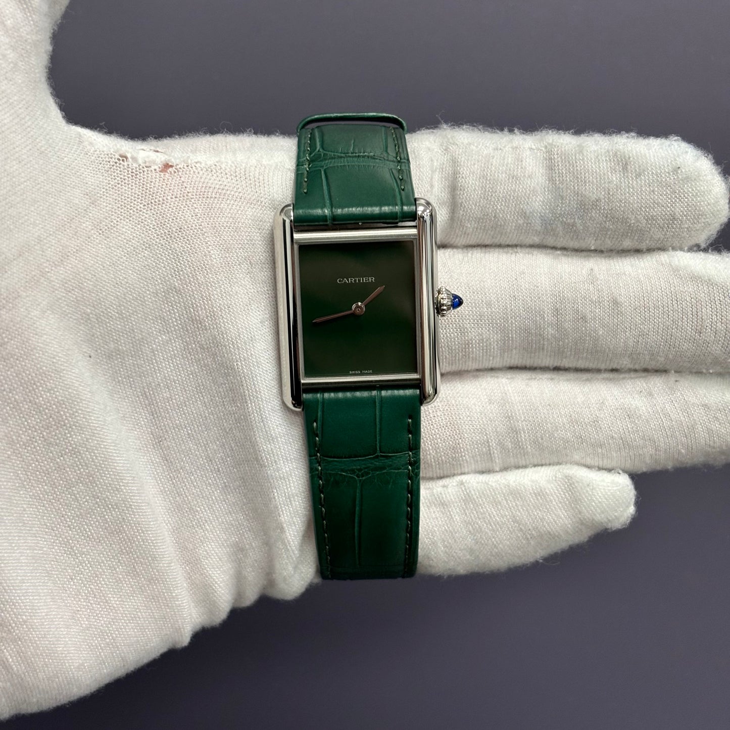 Cartier Tank 25mm Green Dial Watch Ref# WSTA0056