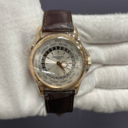 Patek Philippe World Time 39mm White Dial Watch Ref# 5130 - Happy Jewelers Fine Jewelry Lifetime Warranty