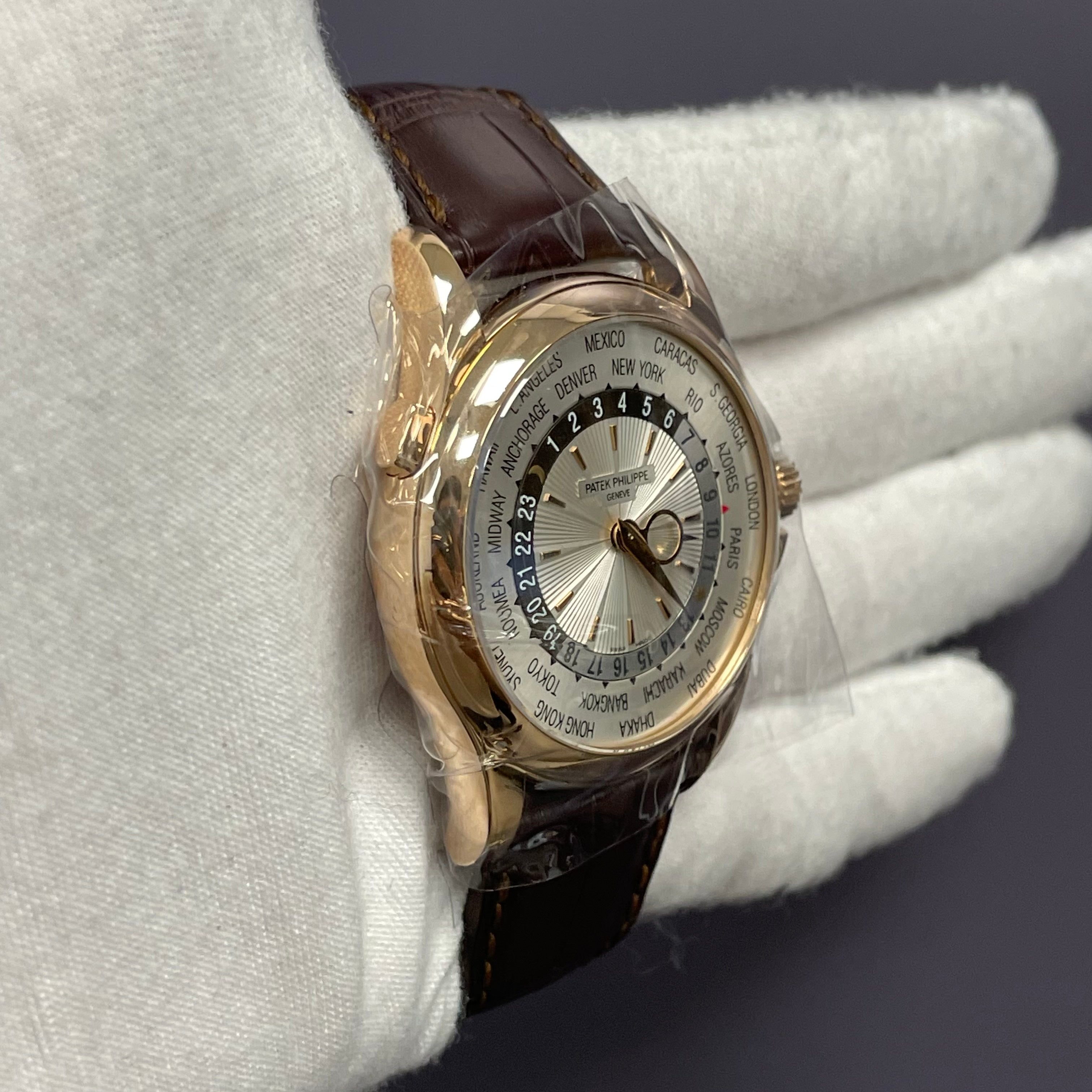 Patek Philippe World Time 39mm White Dial Watch Ref# 5130 - Happy Jewelers Fine Jewelry Lifetime Warranty