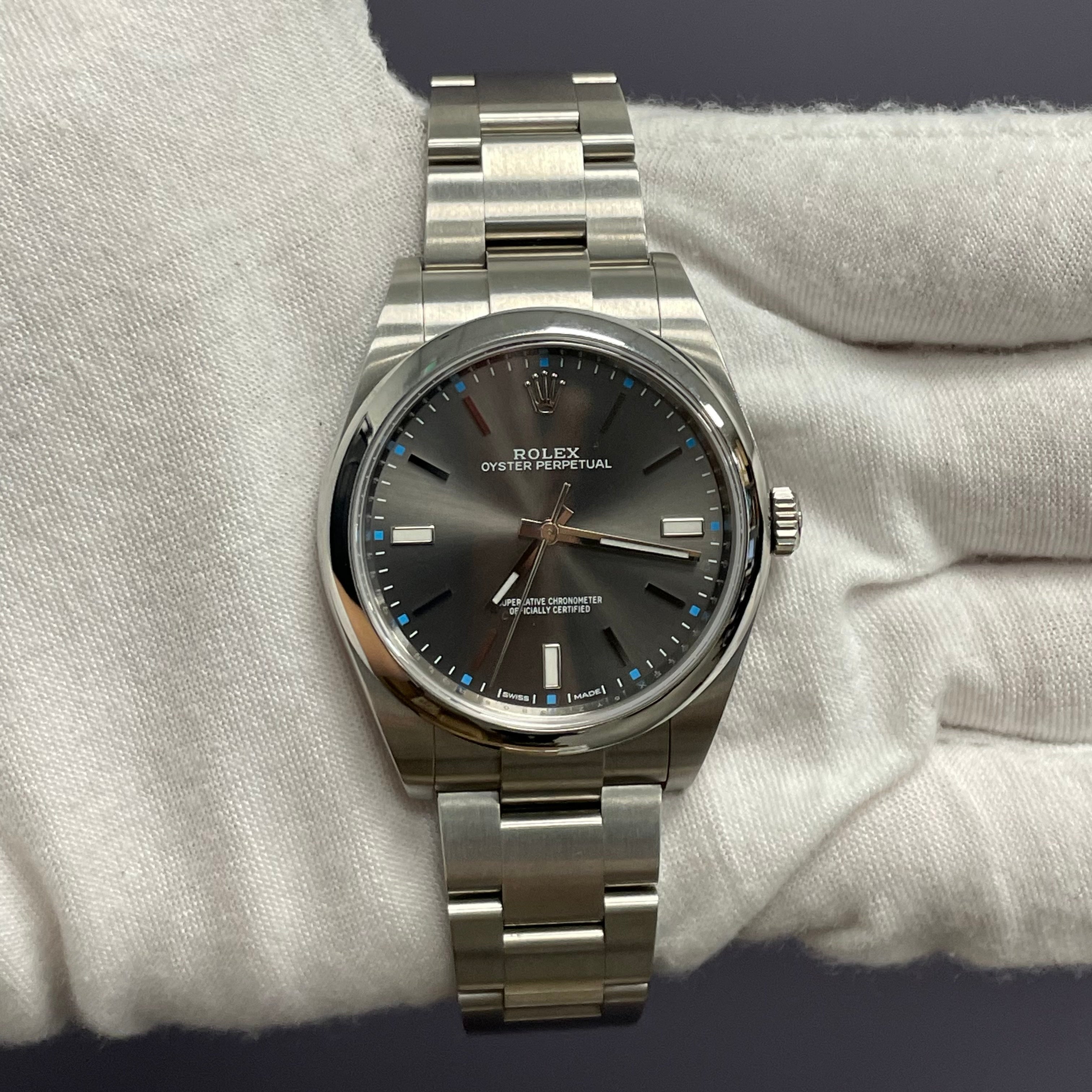 Rolex Oyster Perpetual 39mm Rhodium Dial Watch Ref# 114300 - Happy Jewelers Fine Jewelry Lifetime Warranty