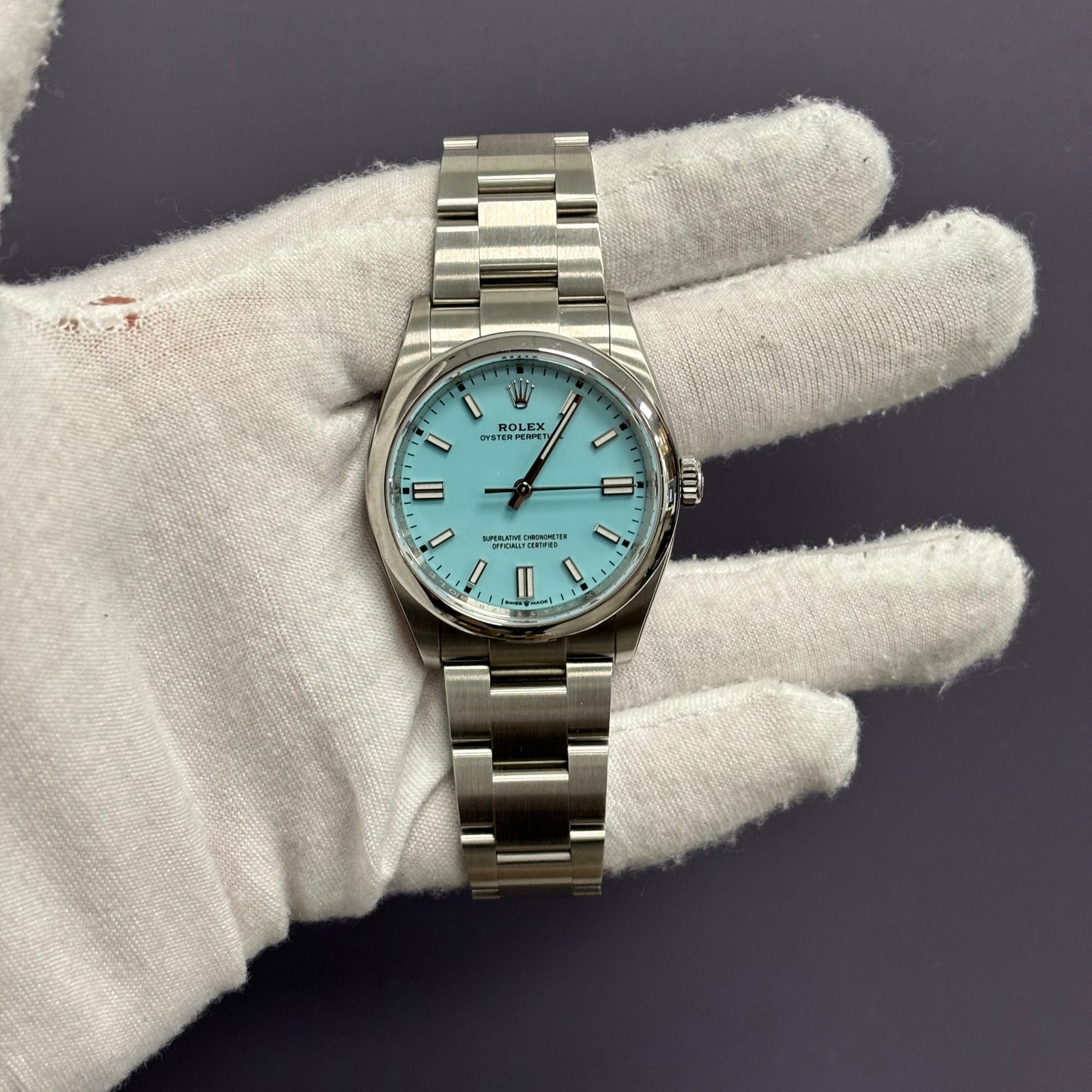 Rolex Oyster Perpetual 36mm Tiffany Dial Watch Ref# 126000