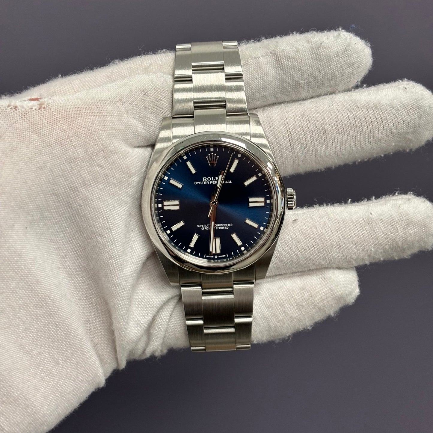 Rolex Oyster Perpetual 41mm Blue Dial Watch Ref# 124300