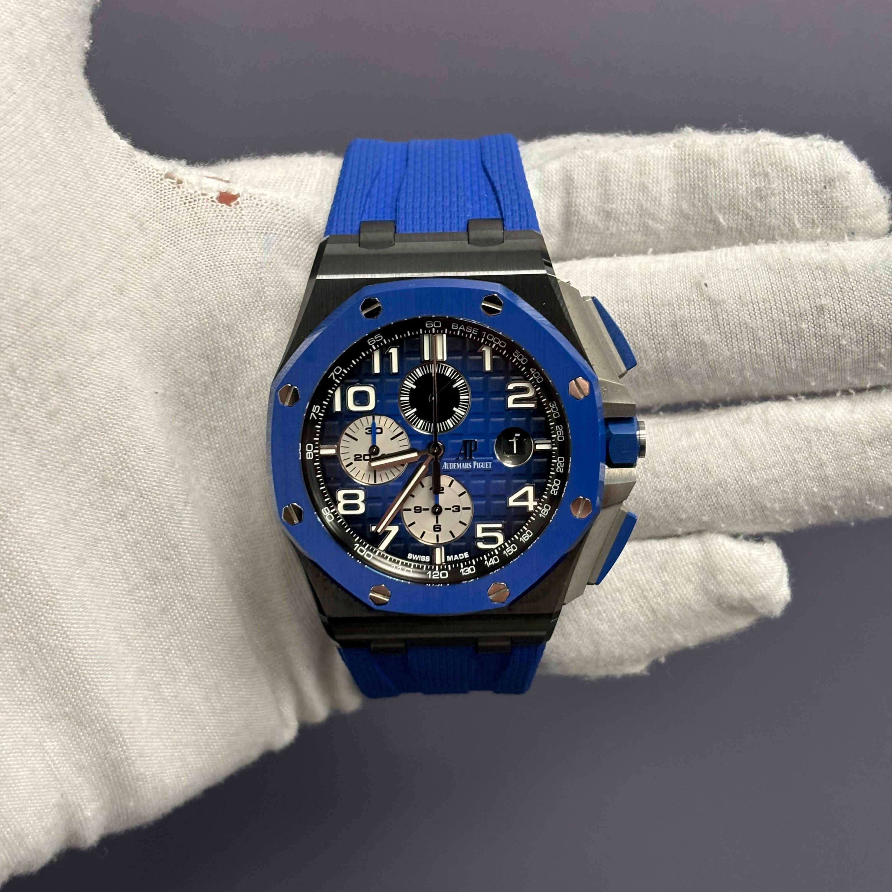 Audemars Piguet Royal Oak 44mm Blue Dial Watch Ref# 26405CE.OO.A030CA.01.A - Happy Jewelers Fine Jewelry Lifetime Warranty
