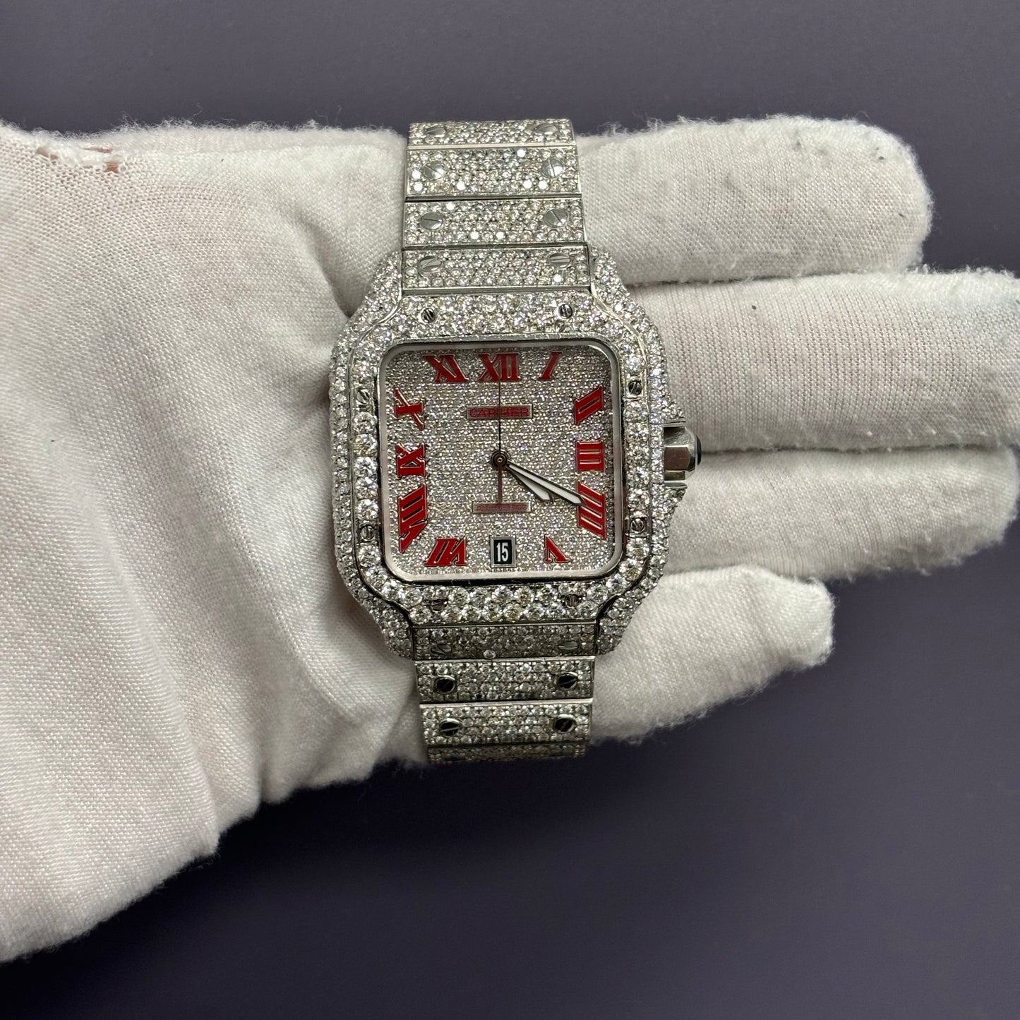 Cartier Santos 40mm Pave Dial Watch Ref# WSSA0030