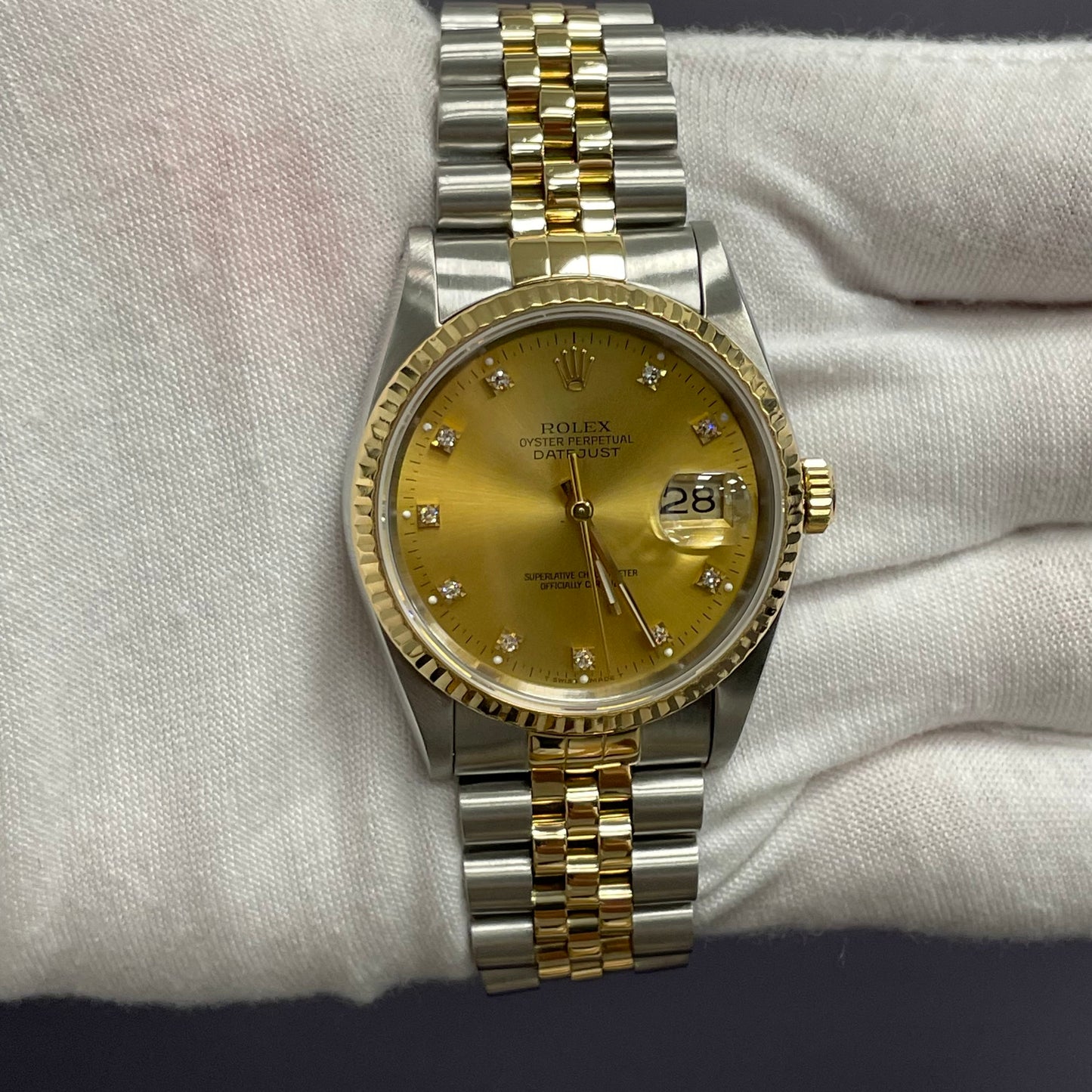 Rolex Datejust 36mm Champagne Dial Watch Ref# 16233