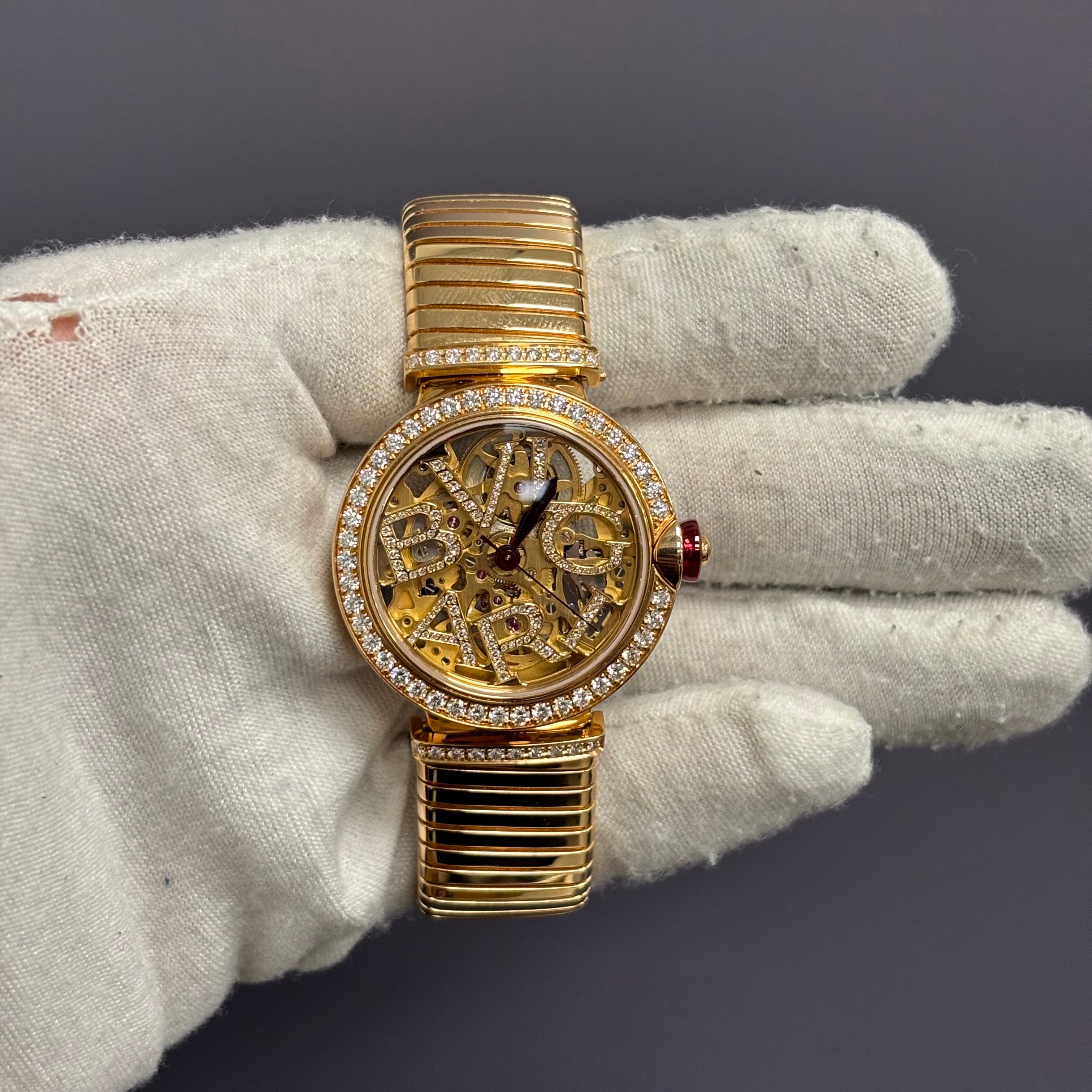 Bvlgari Lvcea 33mm Openwork Dial Watch Ref# 103134 - Happy Jewelers Fine Jewelry Lifetime Warranty