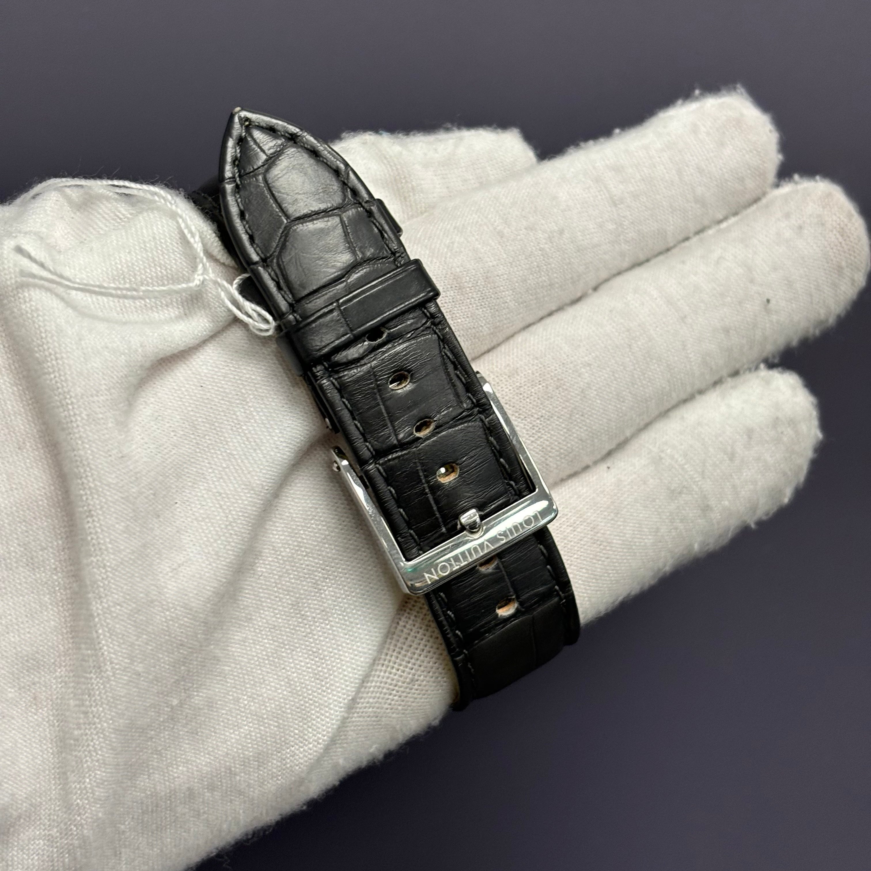 Louis Vuitton Timezone 39mm Black Dial Watch Ref# Q5D20 - Happy Jewelers Fine Jewelry Lifetime Warranty