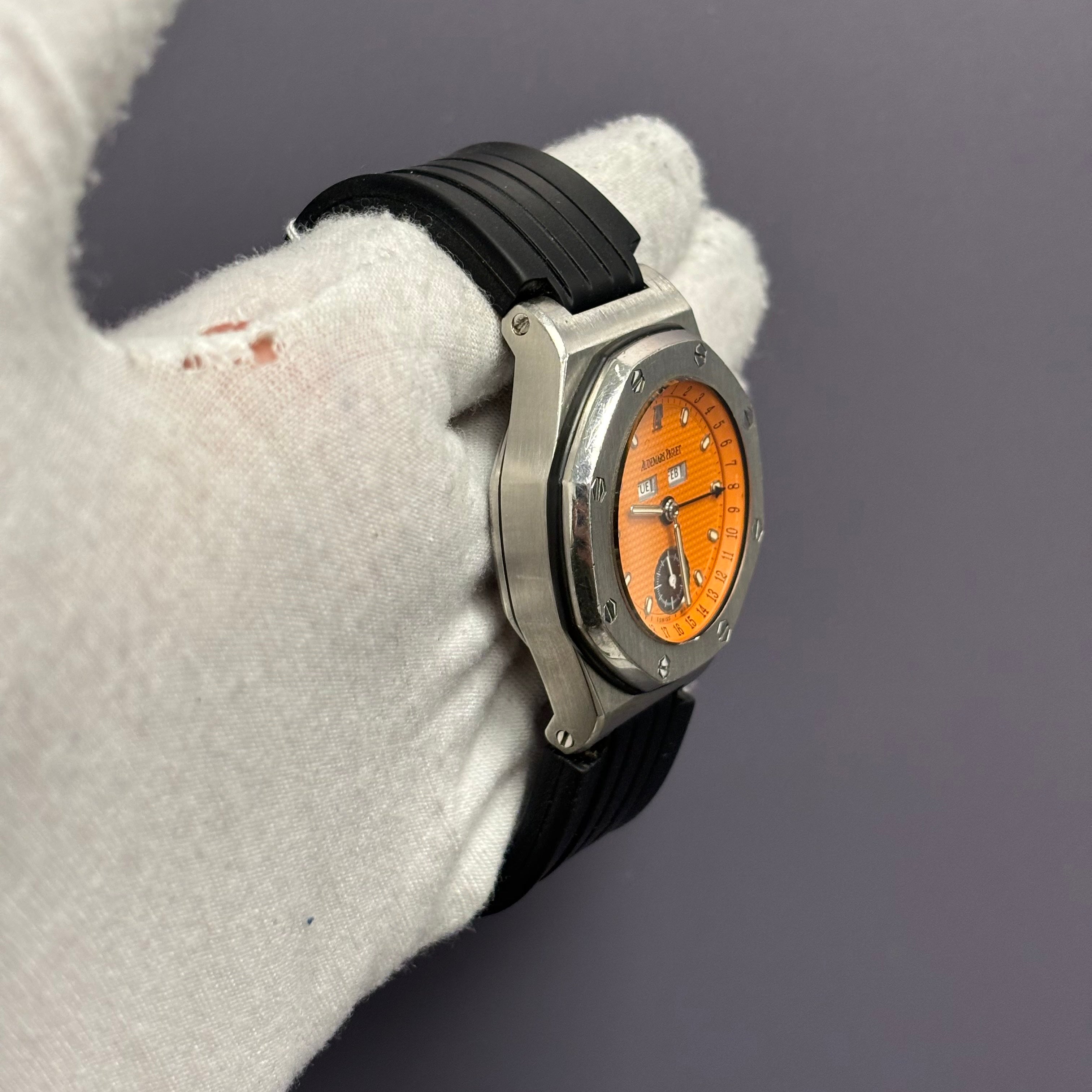 Audemars Piguet Royal Oak Offshore 38mm Orange Dial Watch Ref# 25808ST.O.0009.02 - Happy Jewelers Fine Jewelry Lifetime Warranty