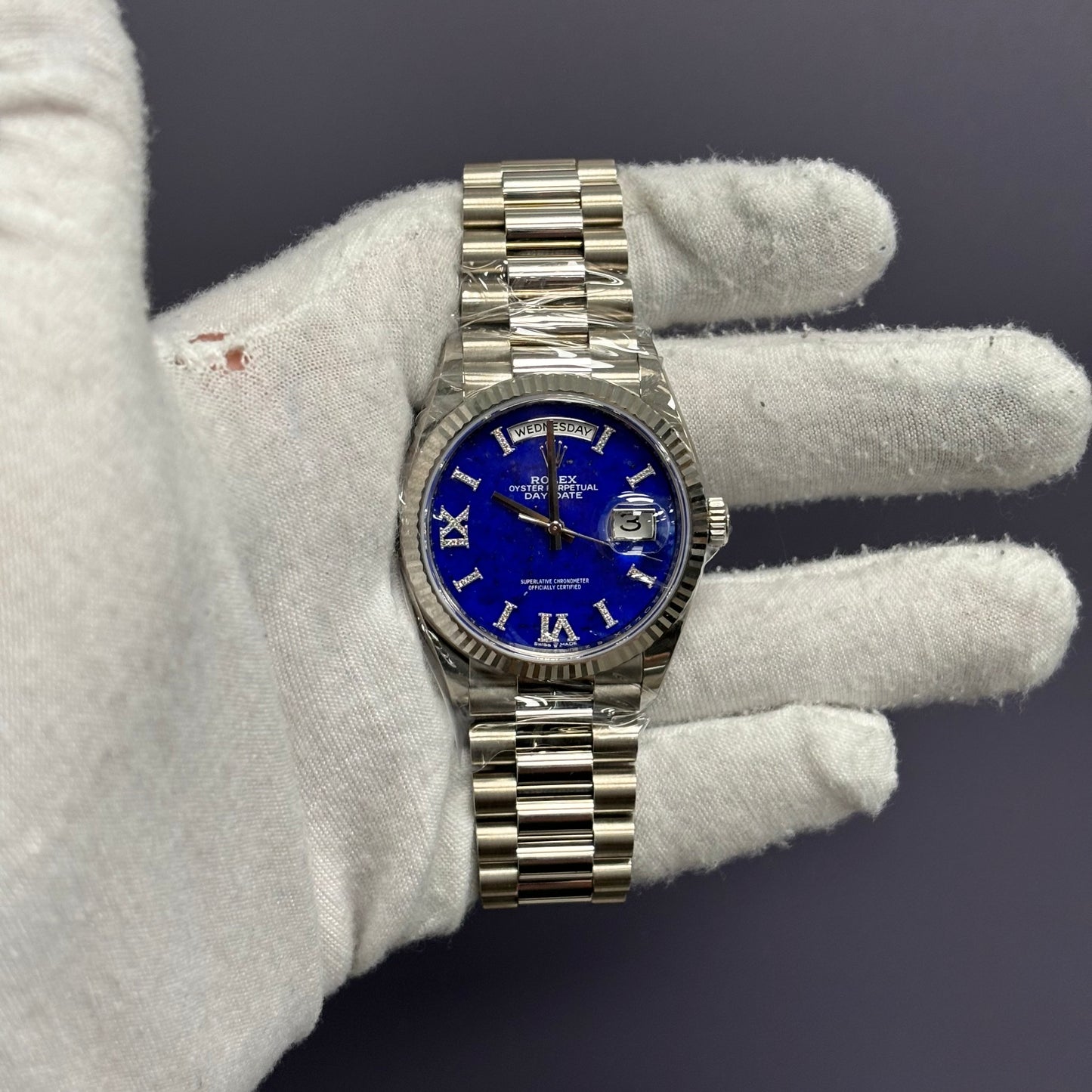 Rolex Day Date 36mm Blue Dial Watch Ref# 128239