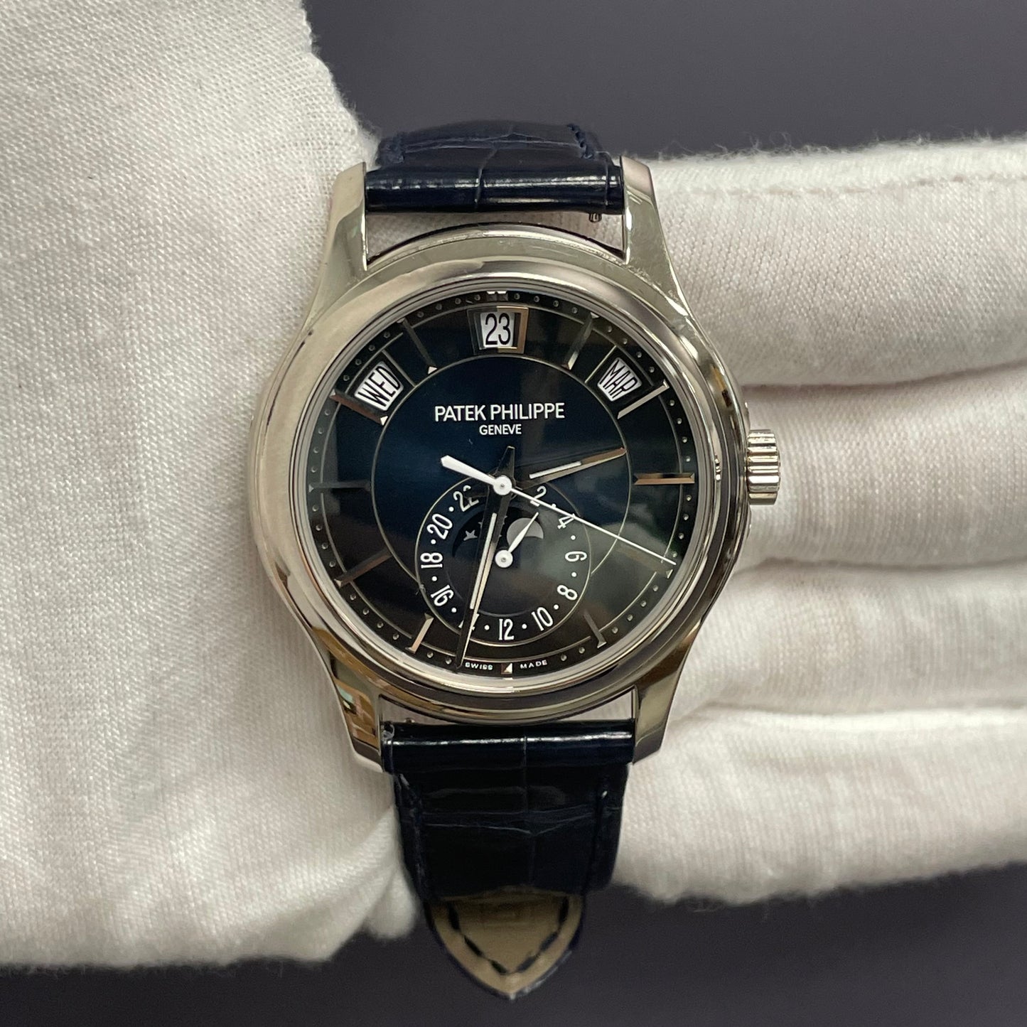 Patek Philippe Annual Calendar 40mm Blue Dial Watch Ref# 5205G-013