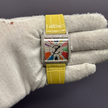 Franck Muller Master Square 29mm Pave Dial Watch Ref# 6002 L QZ D CD COL DR - Happy Jewelers Fine Jewelry Lifetime Warranty