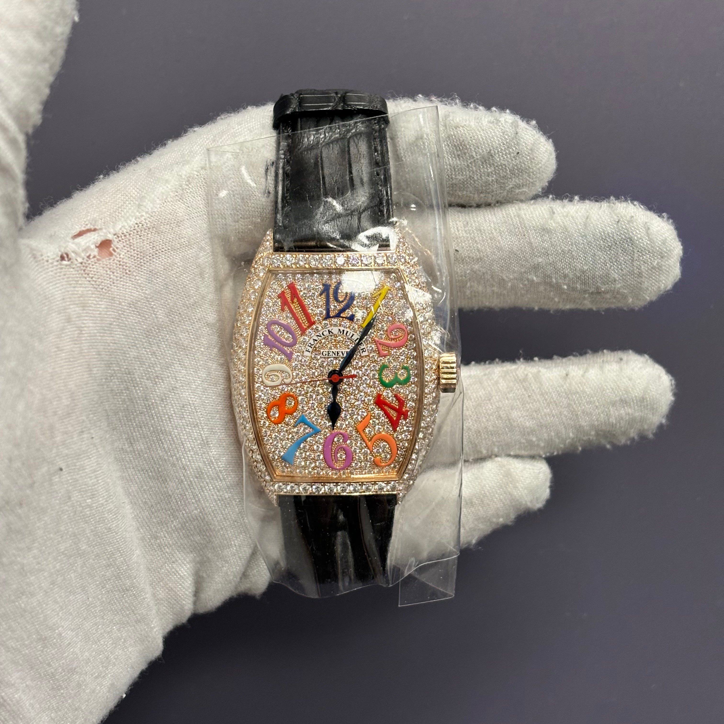 Franck Muller Cintree 35mm Pave Dial Watch Ref# 7851 SC D CD COL DR - Happy Jewelers Fine Jewelry Lifetime Warranty