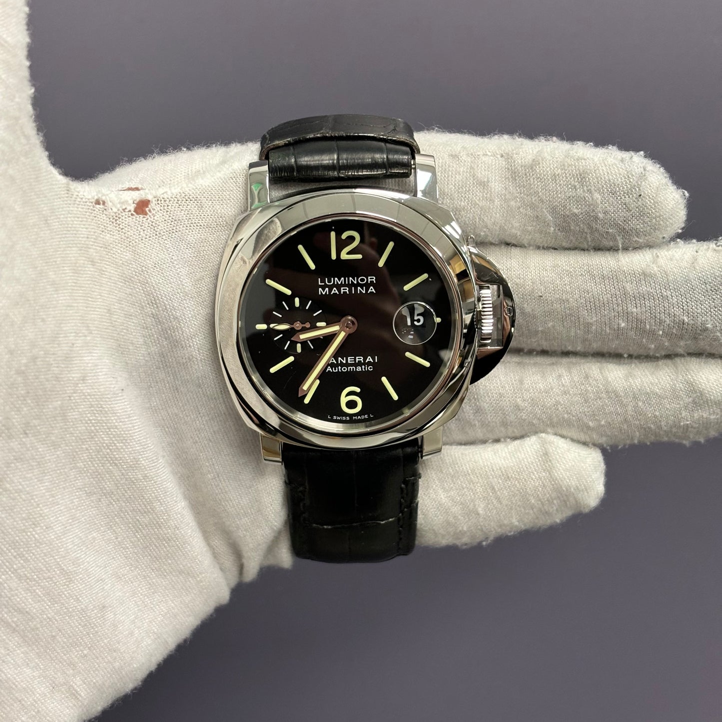 Panerai Luminor 44mm Black Dial Watch Ref# PAM00104