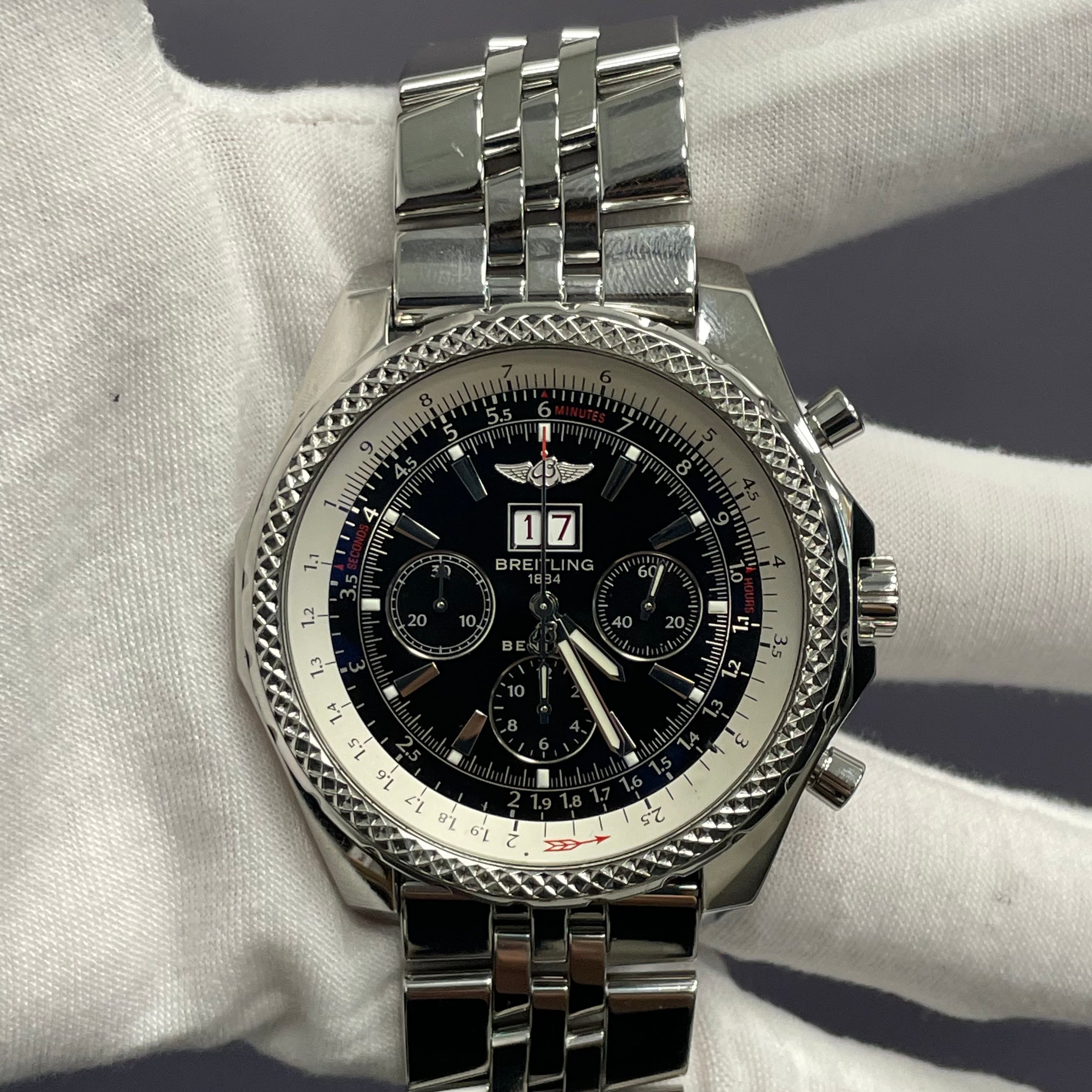 Breitling Bentley 48mm Black Dial Watch Ref# A44362 - Happy Jewelers Fine Jewelry Lifetime Warranty