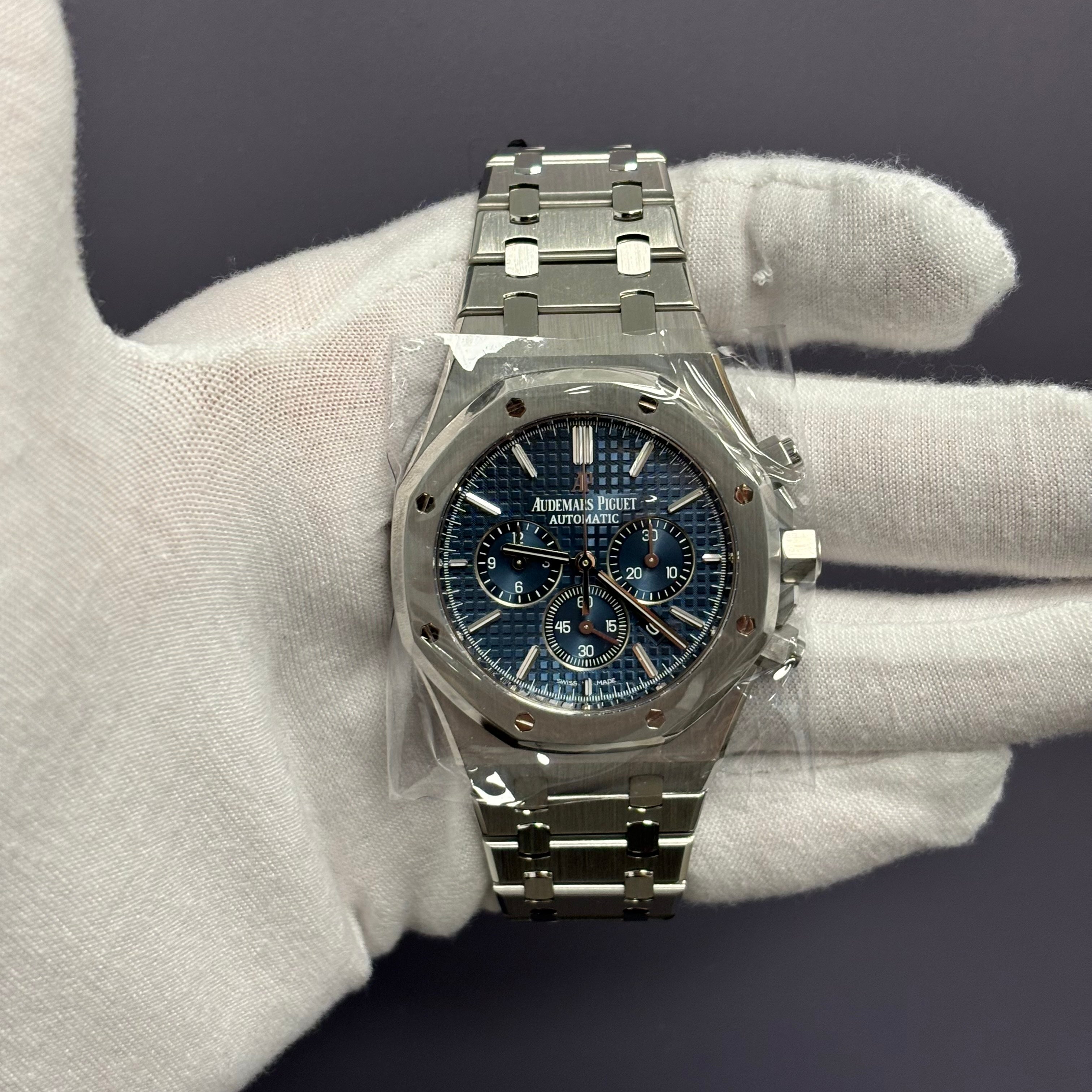 Audemars Piguet Royal Oak 41mm Blue Dial Watch Ref# 26320ST.OO.1220ST.03 - Happy Jewelers Fine Jewelry Lifetime Warranty