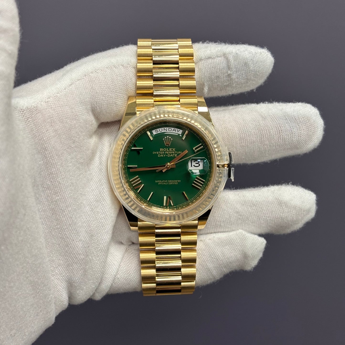 Rolex Day-Date 40mm Green Dial Watch Ref# 228238