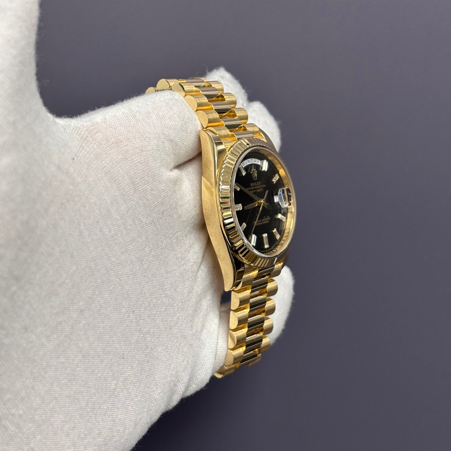 Rolex Day-Date 40mm Black Dial Watch Ref# 228238