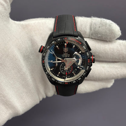 Tag Heuer Carrera 43mm Black Dial Watch Ref# CAV5185.FC6257 - Happy Jewelers Fine Jewelry Lifetime Warranty