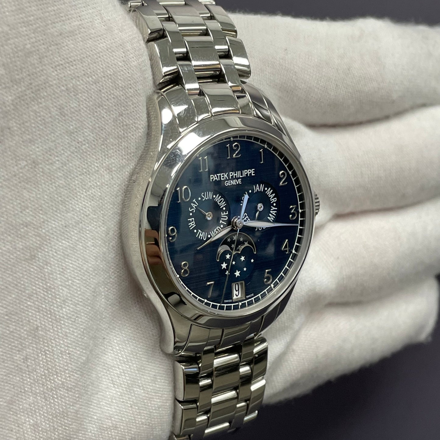 Patek Philippe Complications 38mm Blue Dial Watch Ref# 4947/1A-001