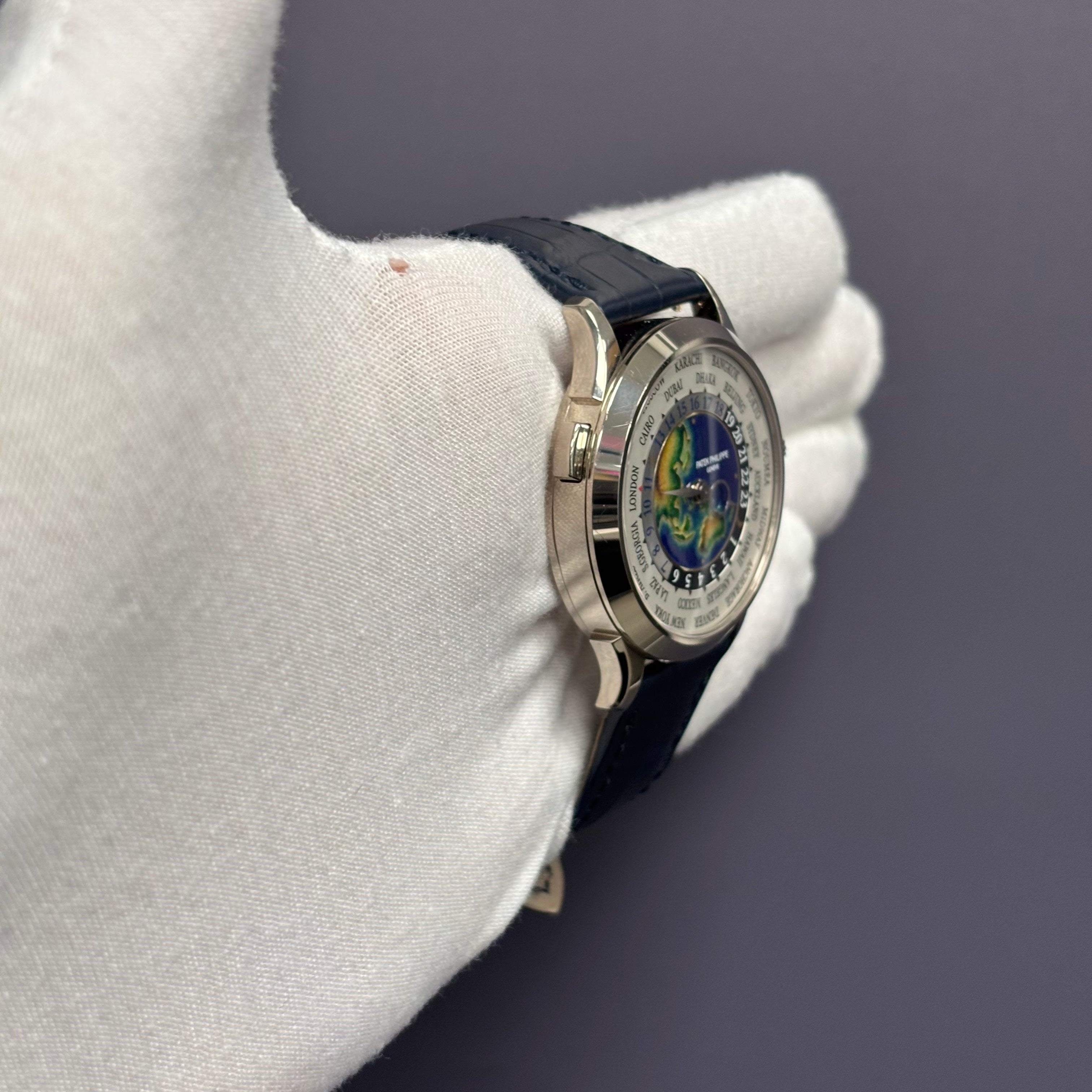 Patek Philippe World Time 38mm Blue Dial Watch Ref# 5231G-001 - Happy Jewelers Fine Jewelry Lifetime Warranty