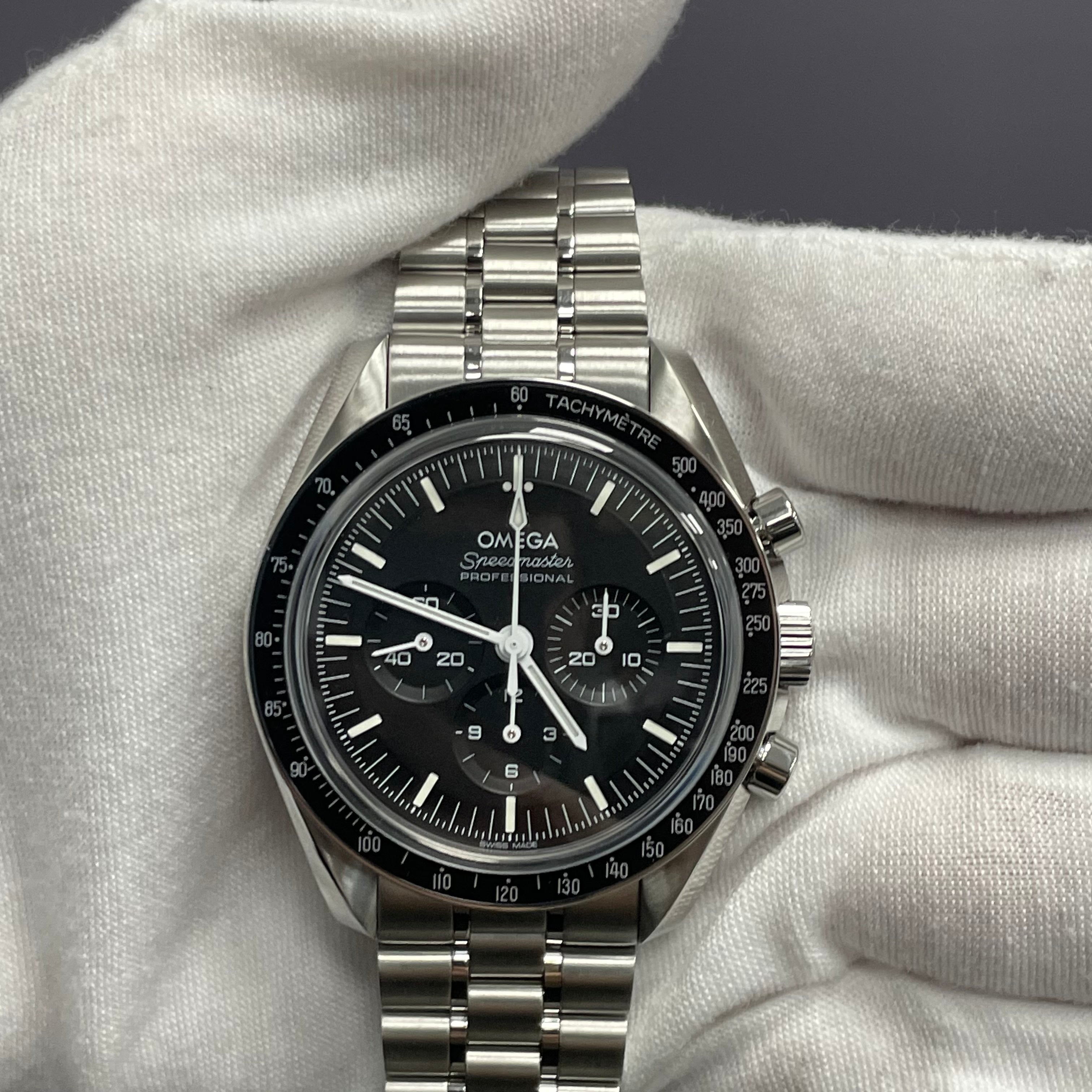 Omega Speedmaster 42mm Black Dial Watch Ref# 310.30.42.50.01.002 - Happy Jewelers Fine Jewelry Lifetime Warranty