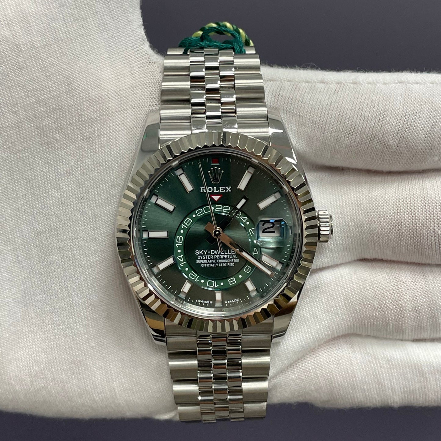 Rolex Sky-Dweller 42mm Green Dial Watch Ref# 336934