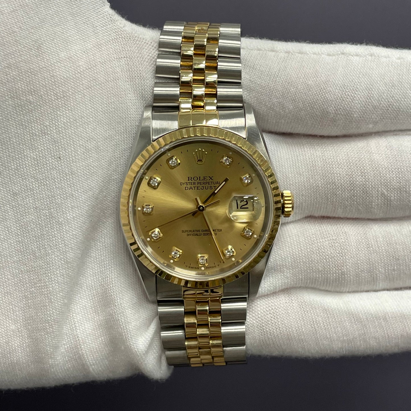 Rolex Datejust 36mm Champagne Dial Watch Ref# 16233