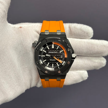 Audemars Piguet Royal Oak 42mm Black Dial Watch Ref# 15707CE.OO.A002CA.01 - Happy Jewelers Fine Jewelry Lifetime Warranty