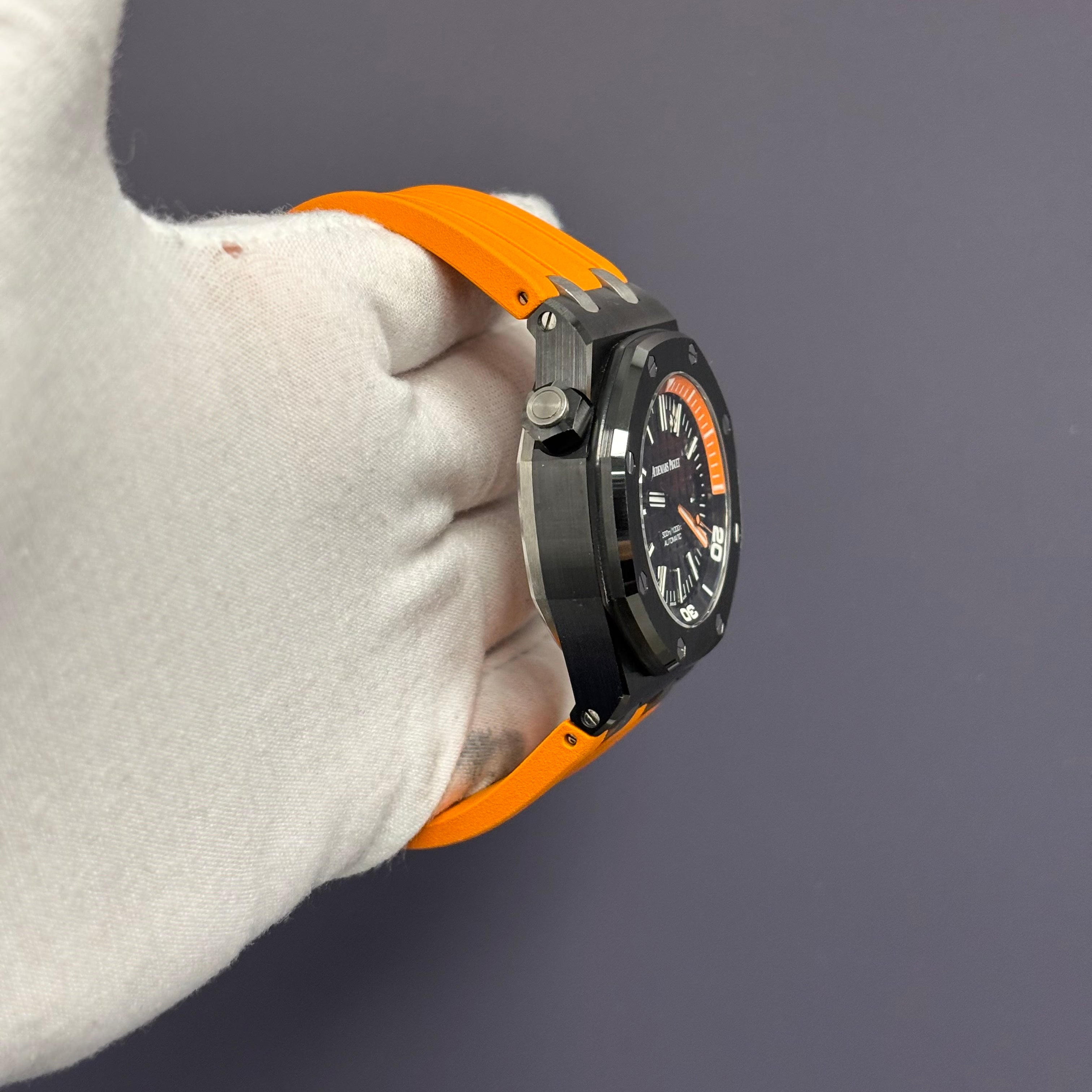 Audemars Piguet Royal Oak 42mm Black Dial Watch Ref# 15707CE.OO.A002CA.01 - Happy Jewelers Fine Jewelry Lifetime Warranty