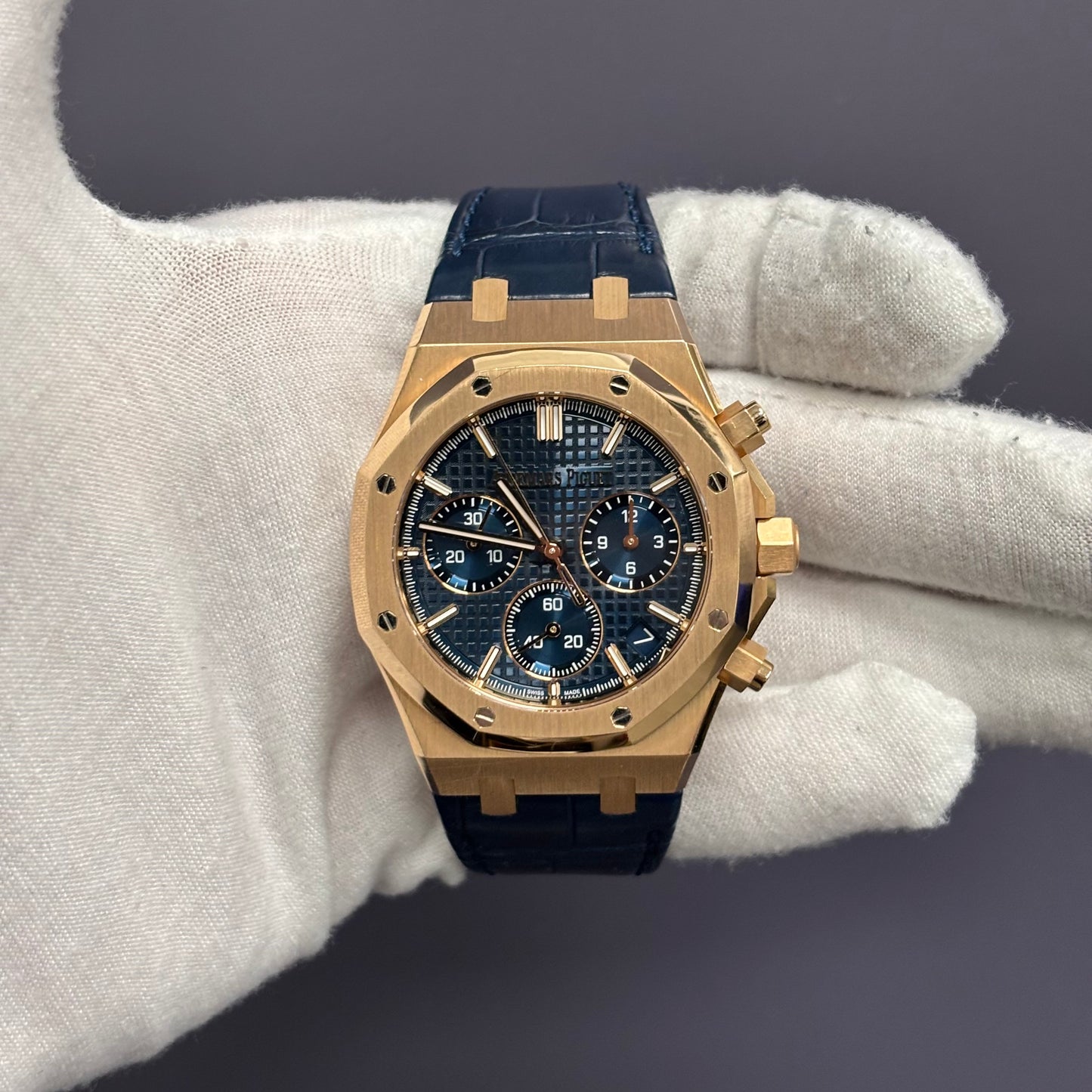 Audemars Piguet Royal Oak 41mm Rose Gold Blue Chronograph Dial Watch Reference# 26240OR.OO.D315CR.02